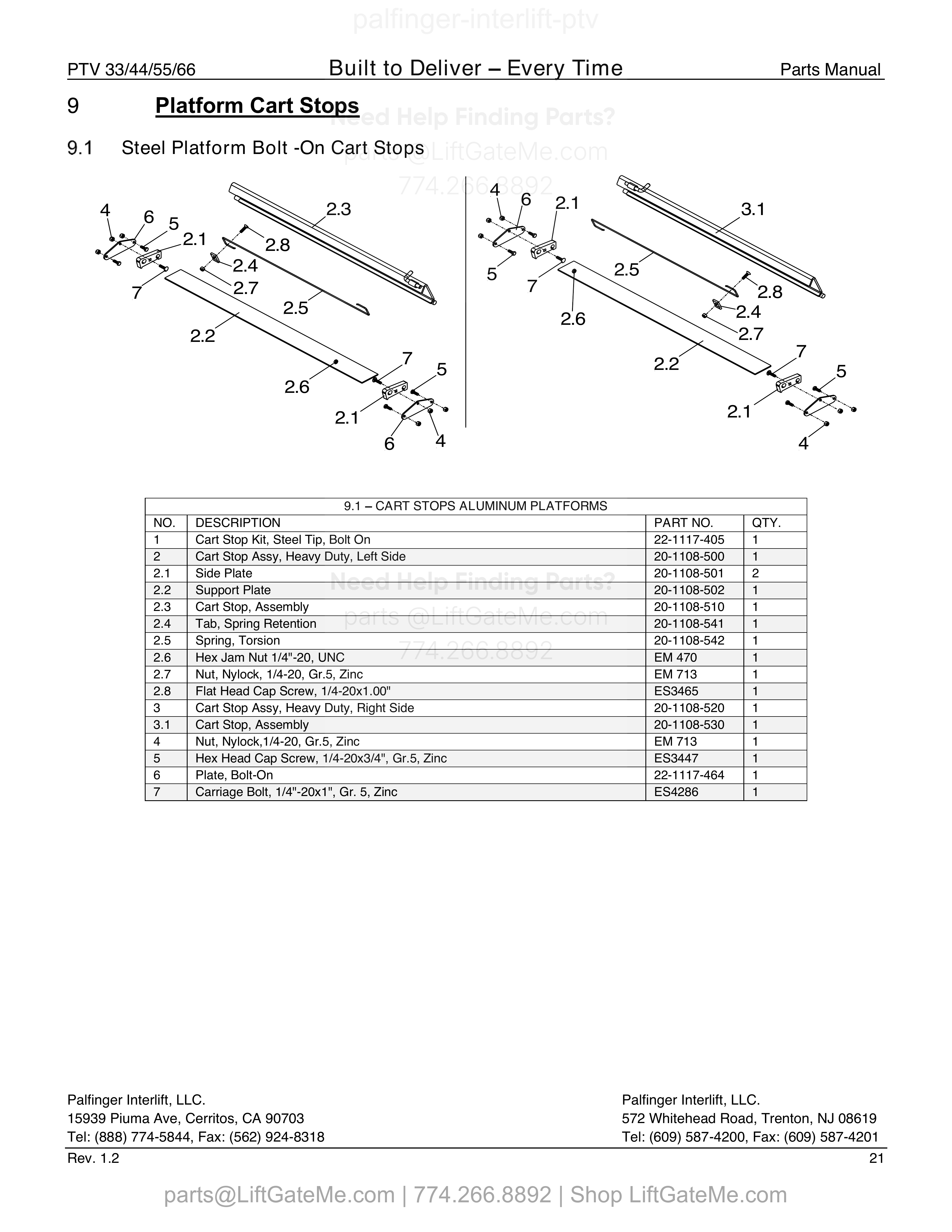 9.1 – Cart Stops Aluminum Platforms diagram