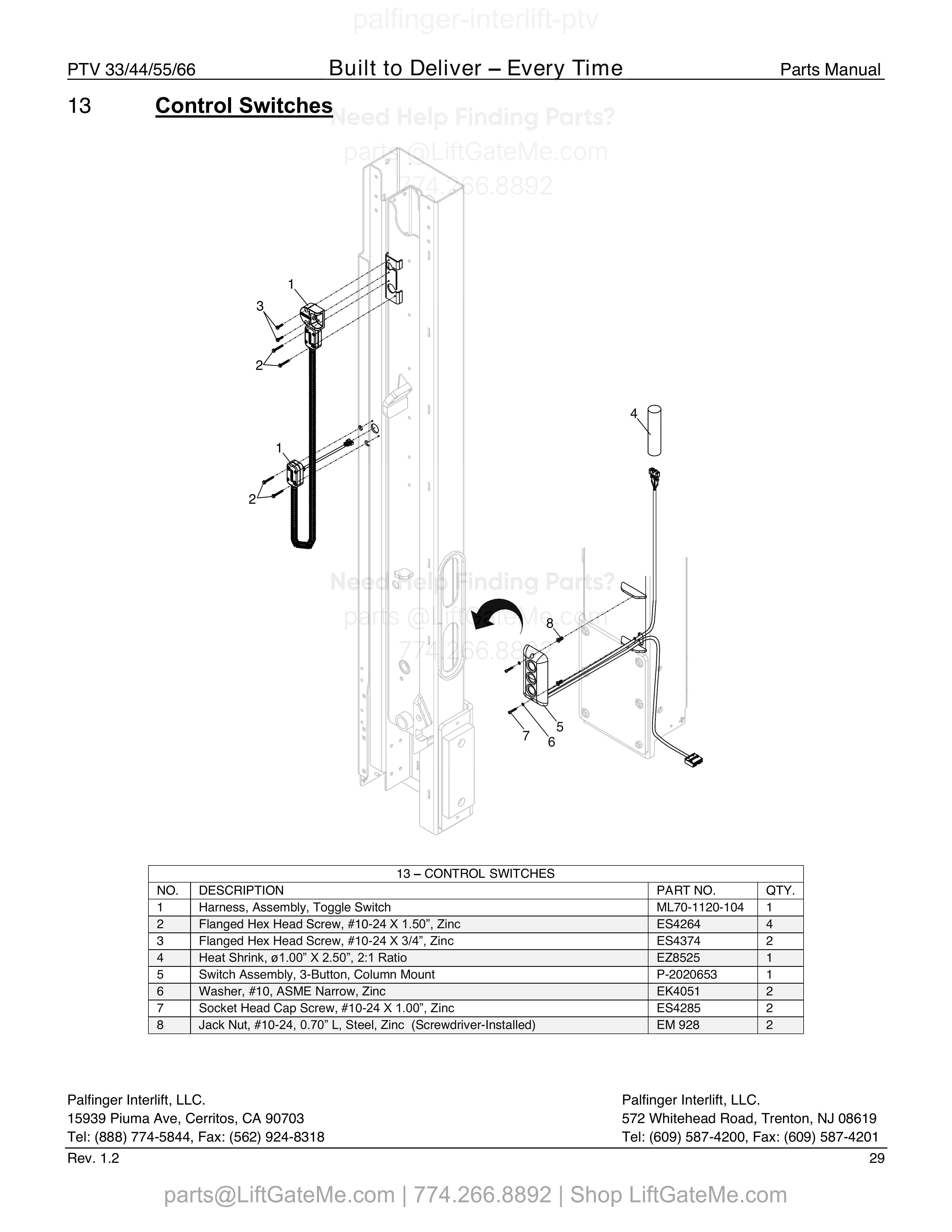 13 – CONTROL SWITCHES diagram