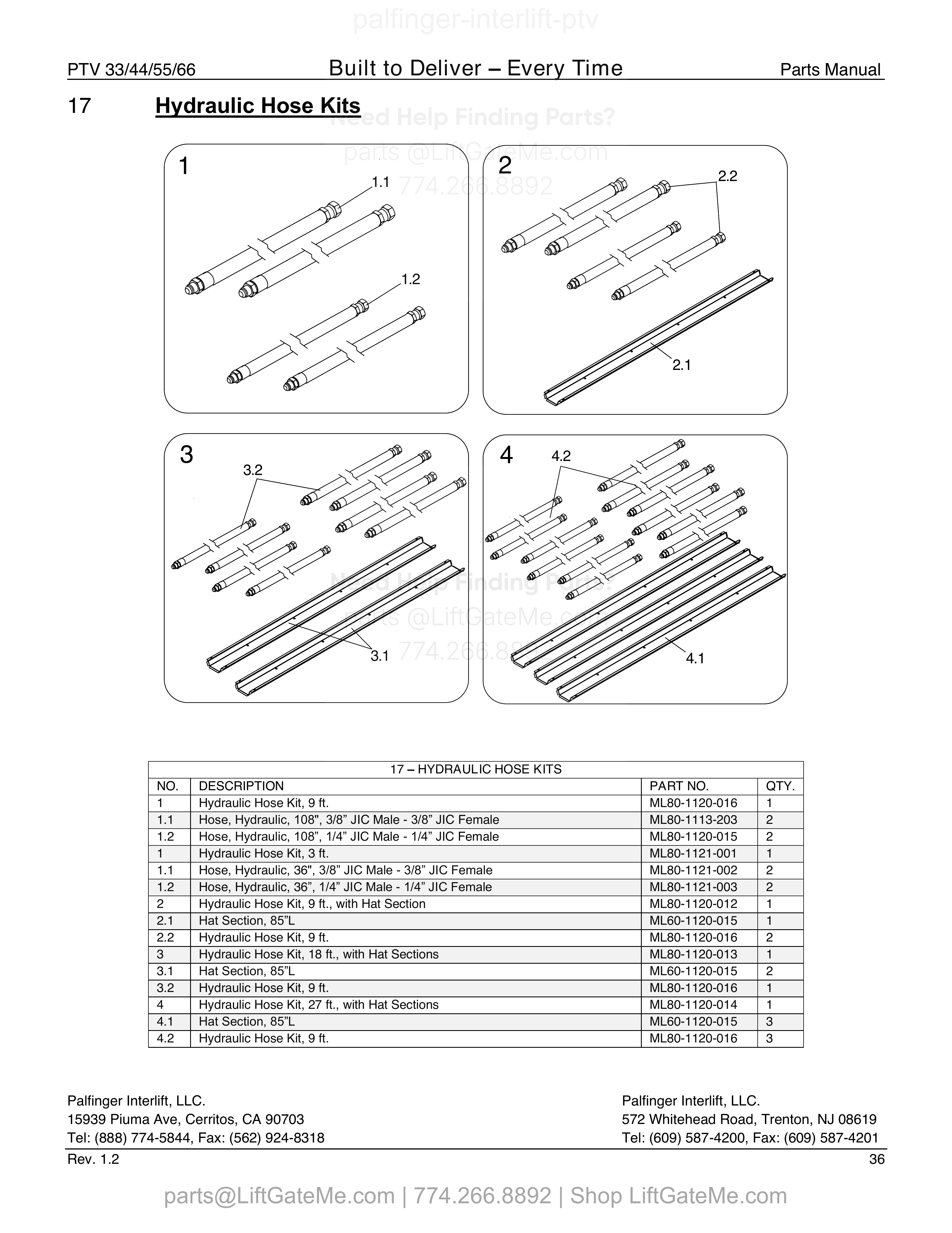 17 – Hydraulic Hose Kits diagram