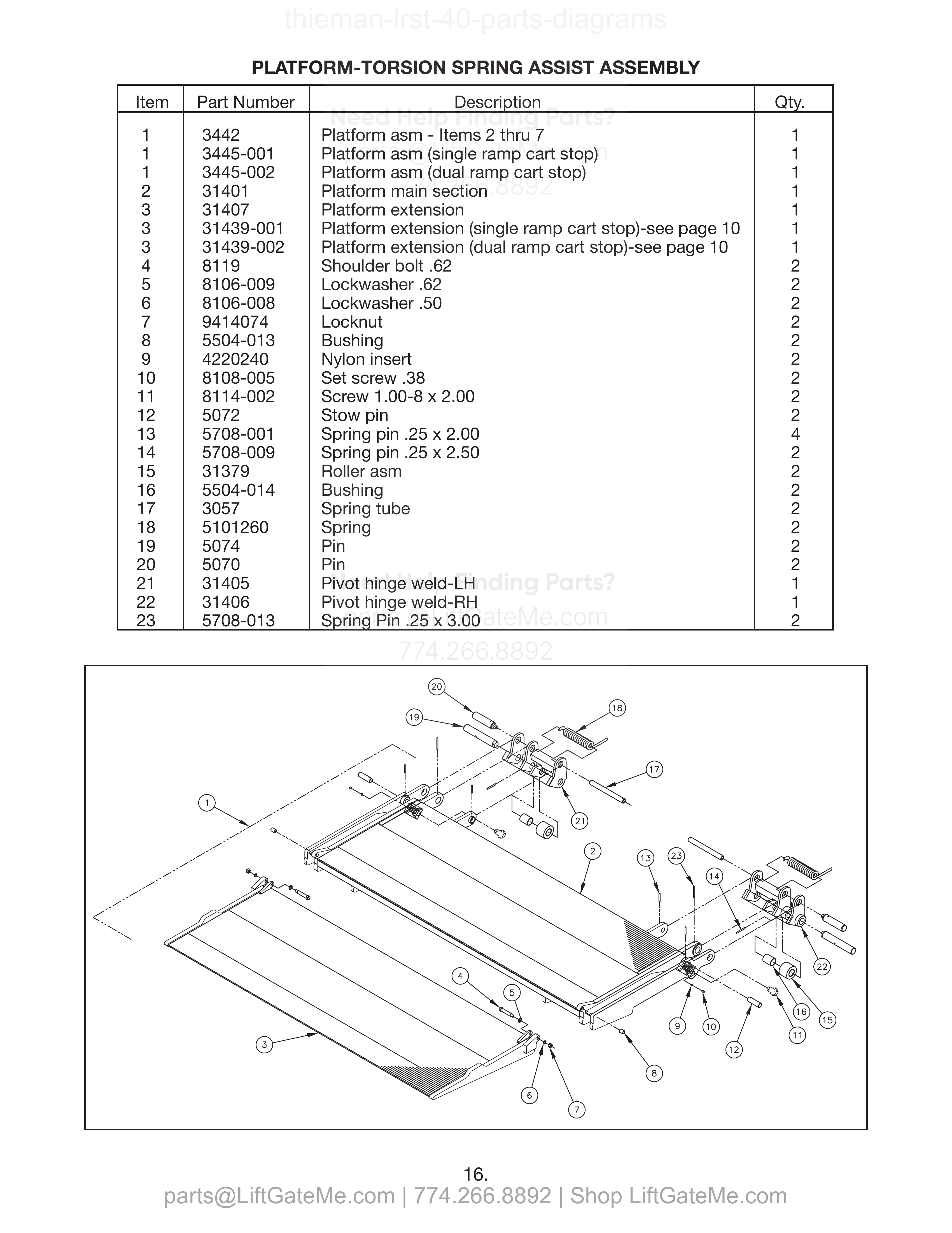 PLATFORM-TORSION SPRING ASSIST ASSEMBLY diagram