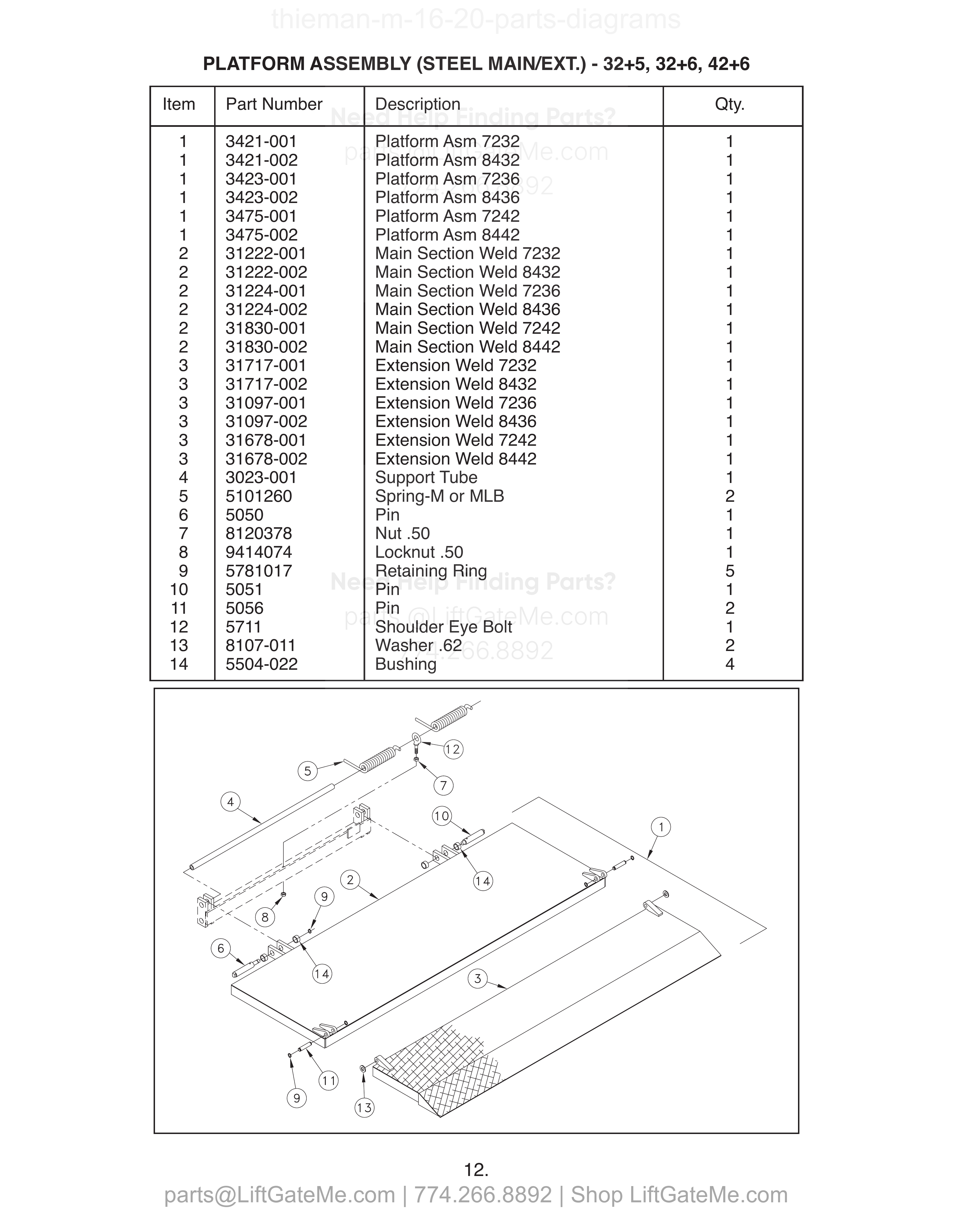 PLATFORM ASSEMBLY (STEEL MAIN/EXT.) - 32+5, 32+6, 42+6 diagram