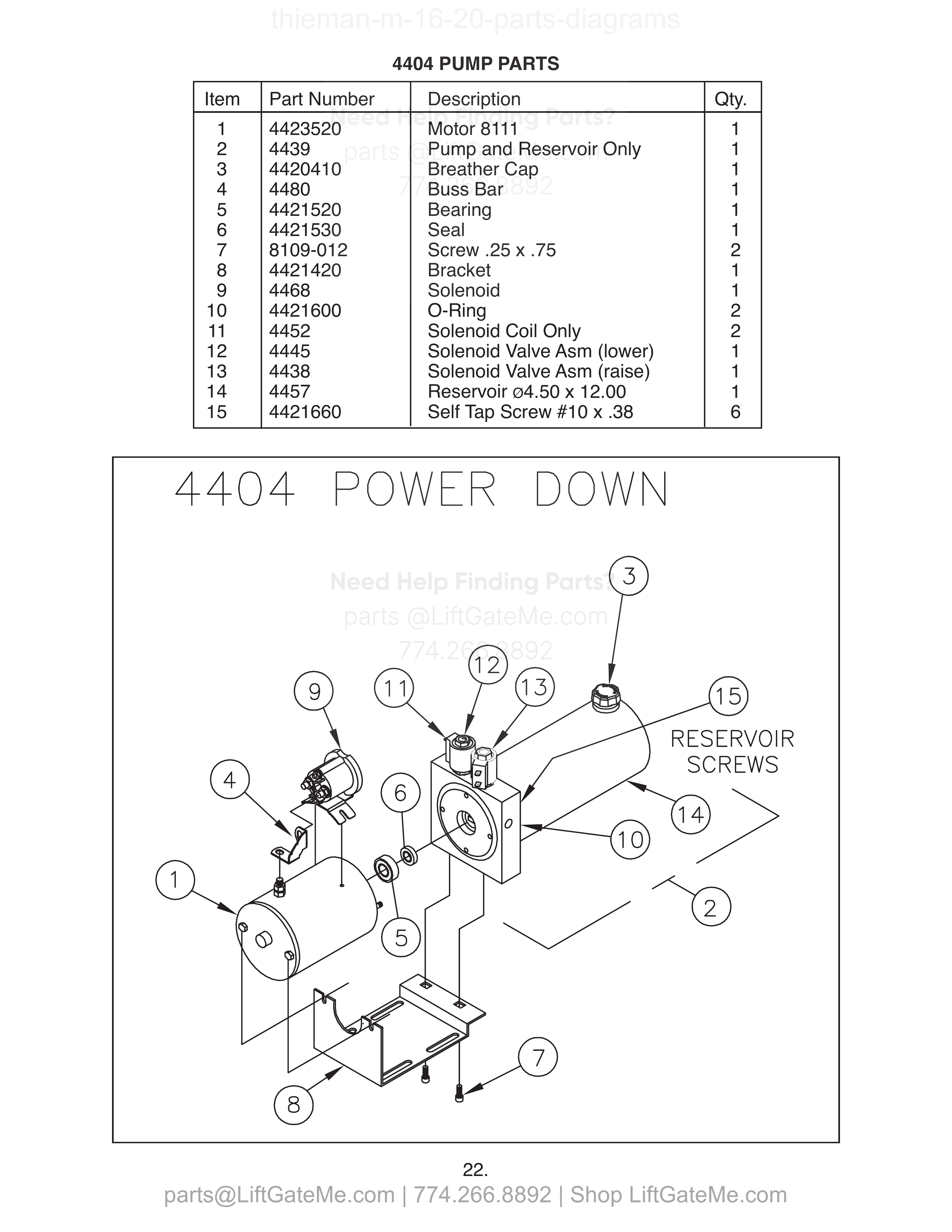 4404 PUMP PARTS diagram