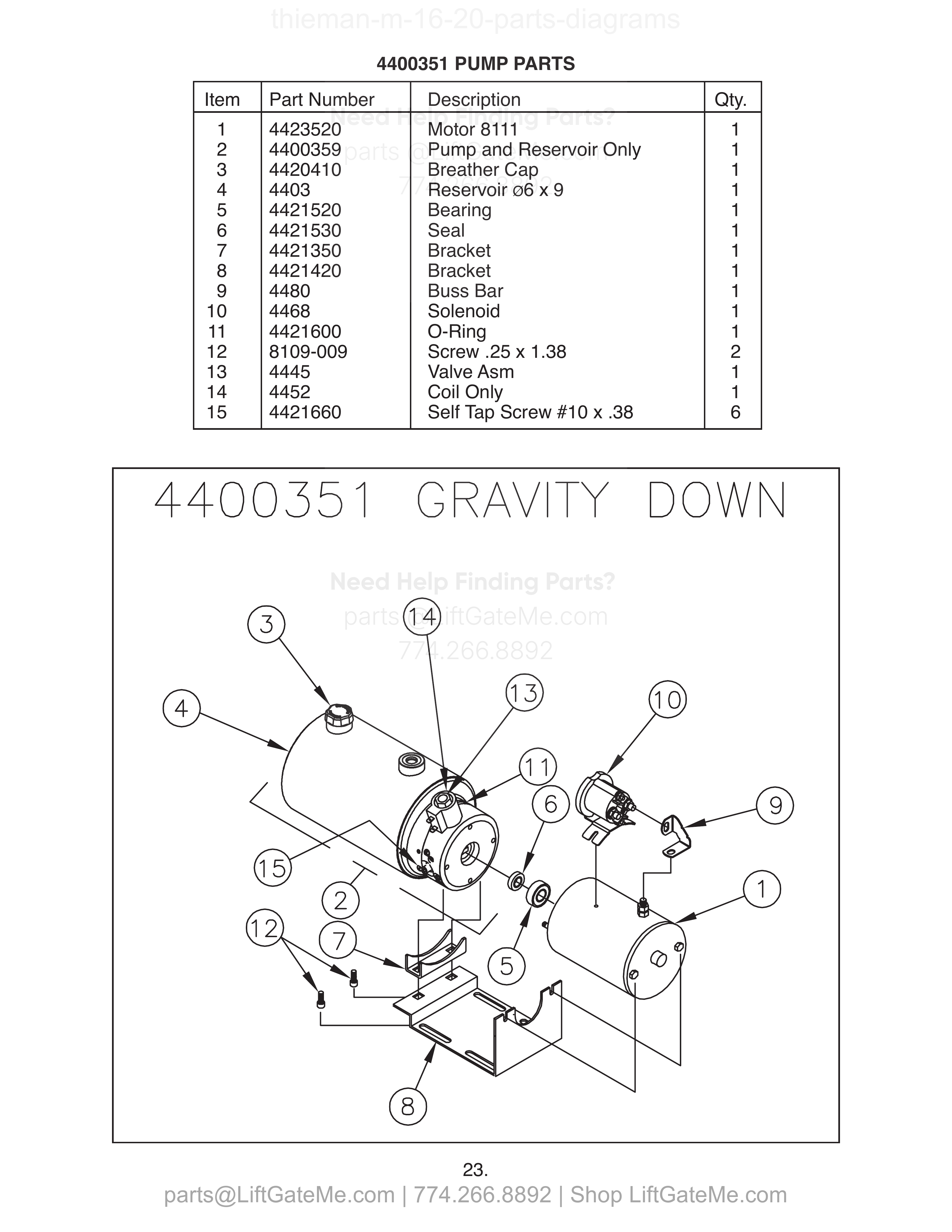 4400351 PUMP PARTS diagram