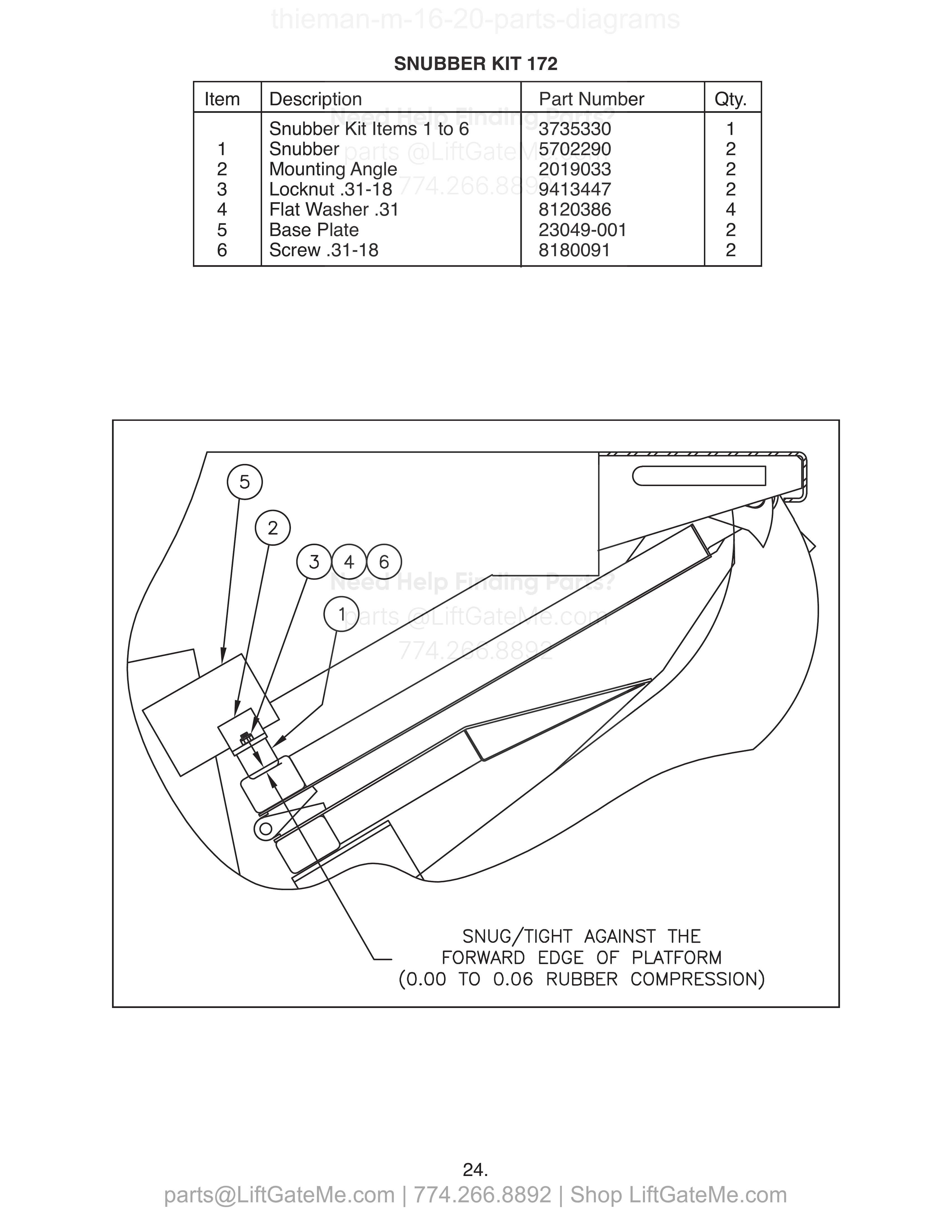 SNUBBER KIT 172 diagram