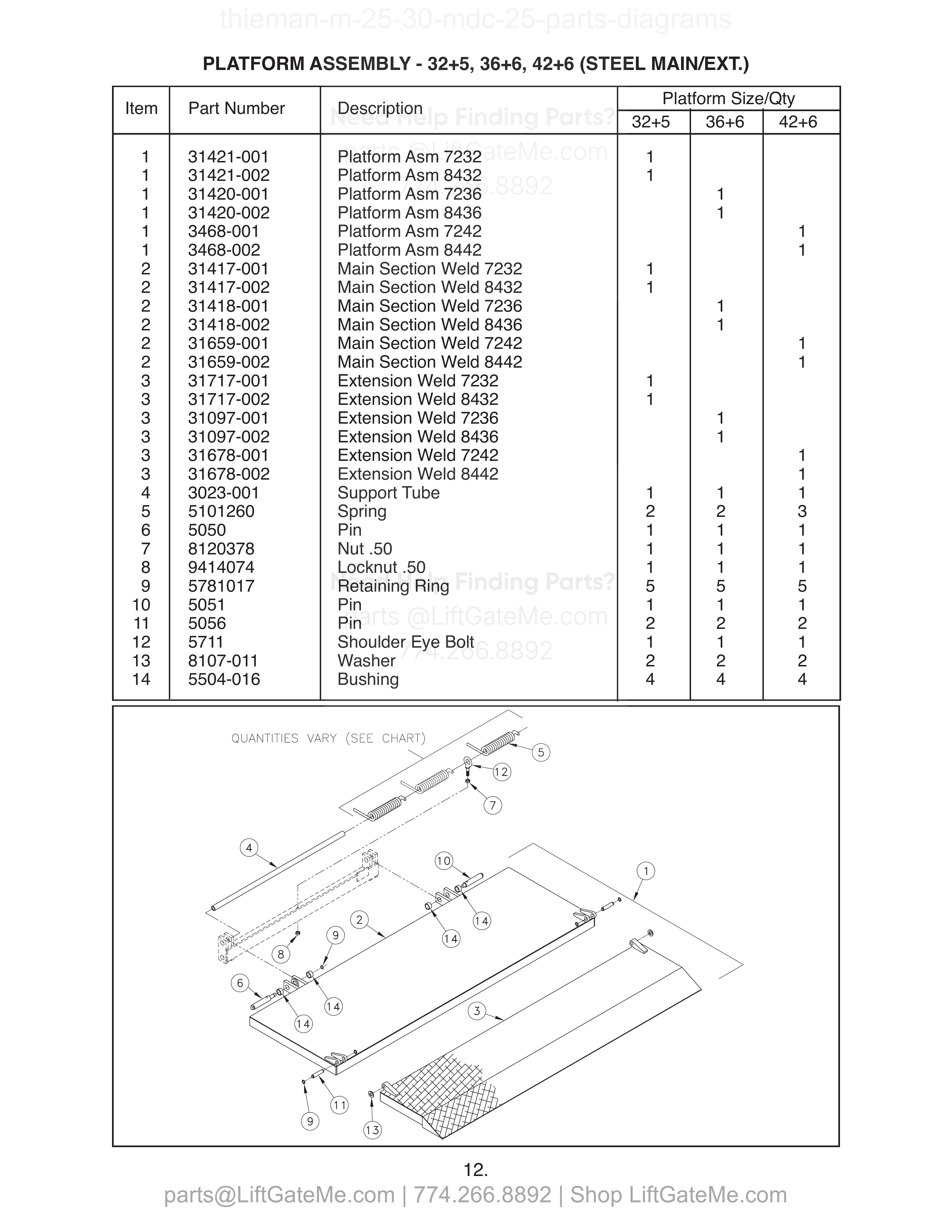 PLATFORM ASSEMBLY - 32+5, 36+6, 42+6 (STEEL MAIN/EXT.) diagram
