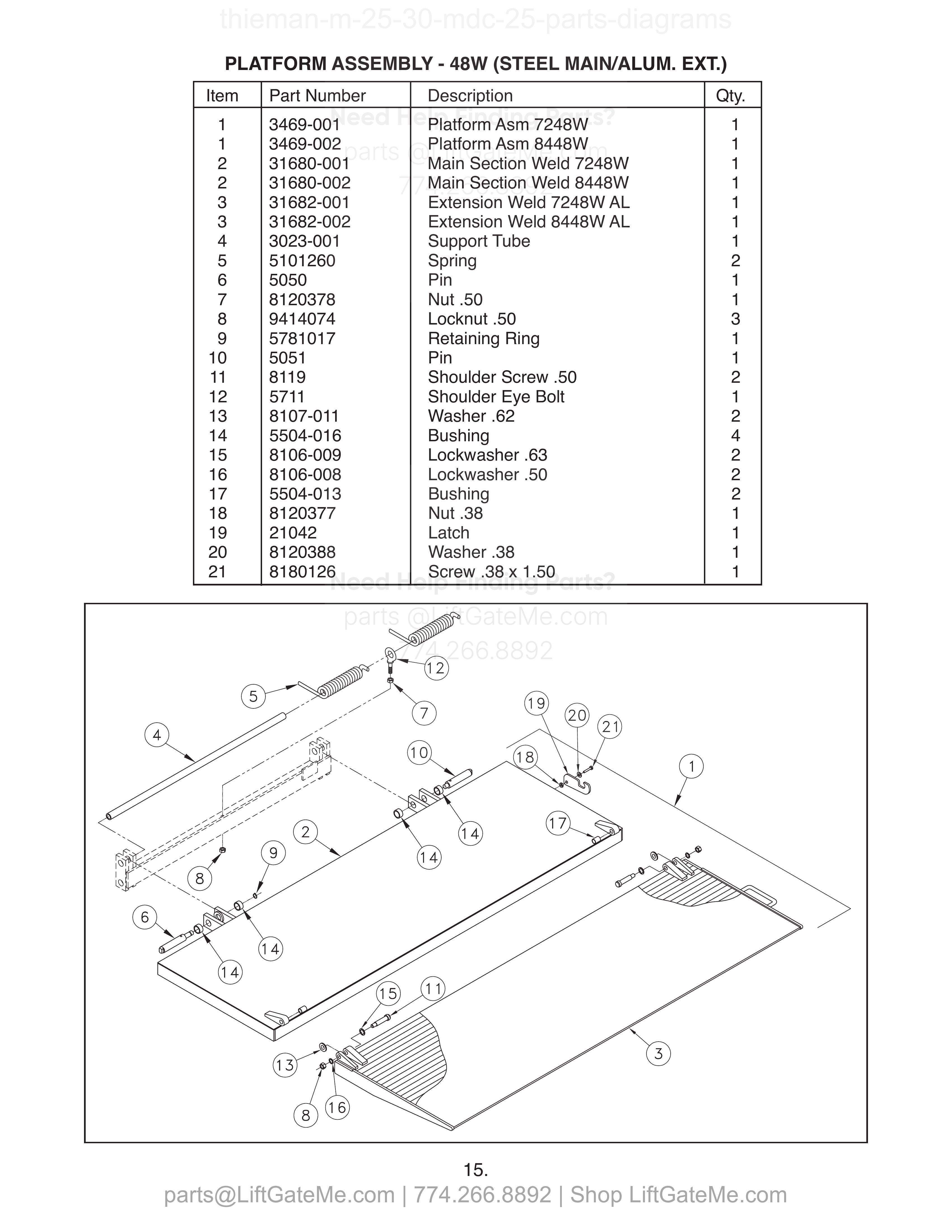 PLATFORM ASSEMBLY - 48W (STEEL MAIN/ALUM. EXT.) diagram