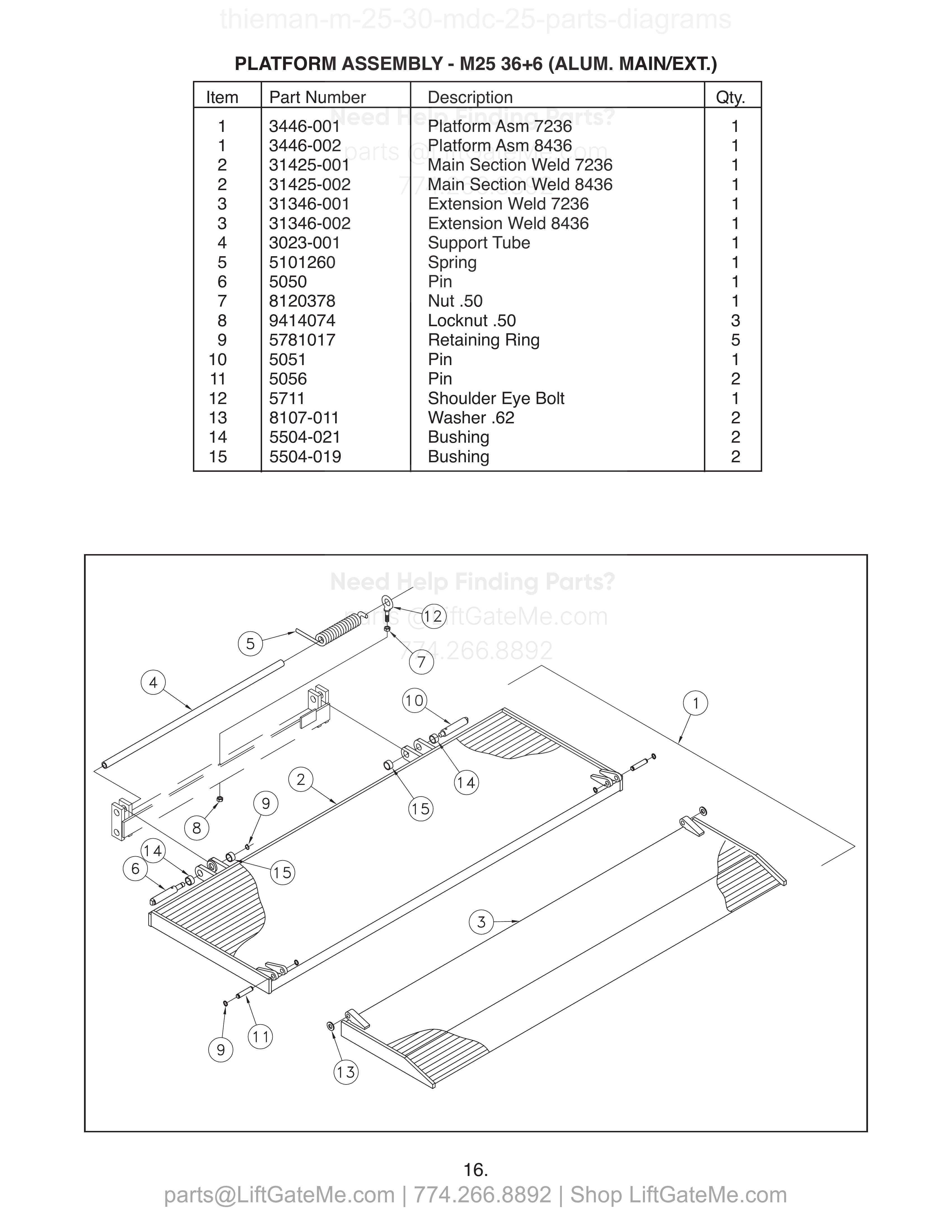 PLATFORM ASSEMBLY - M25 36+6 (ALUM. MAIN/EXT.) diagram