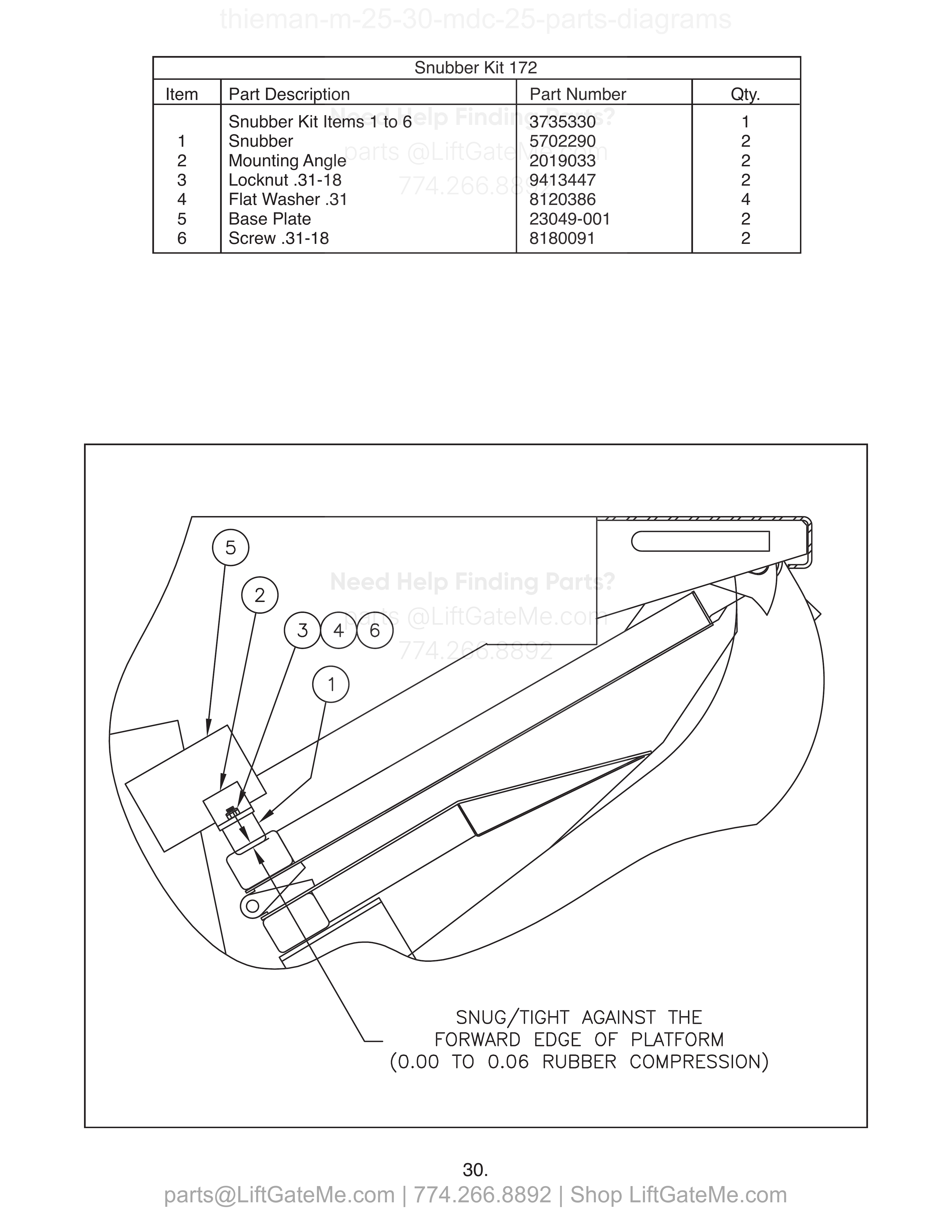 Snubber Kit 172 diagram