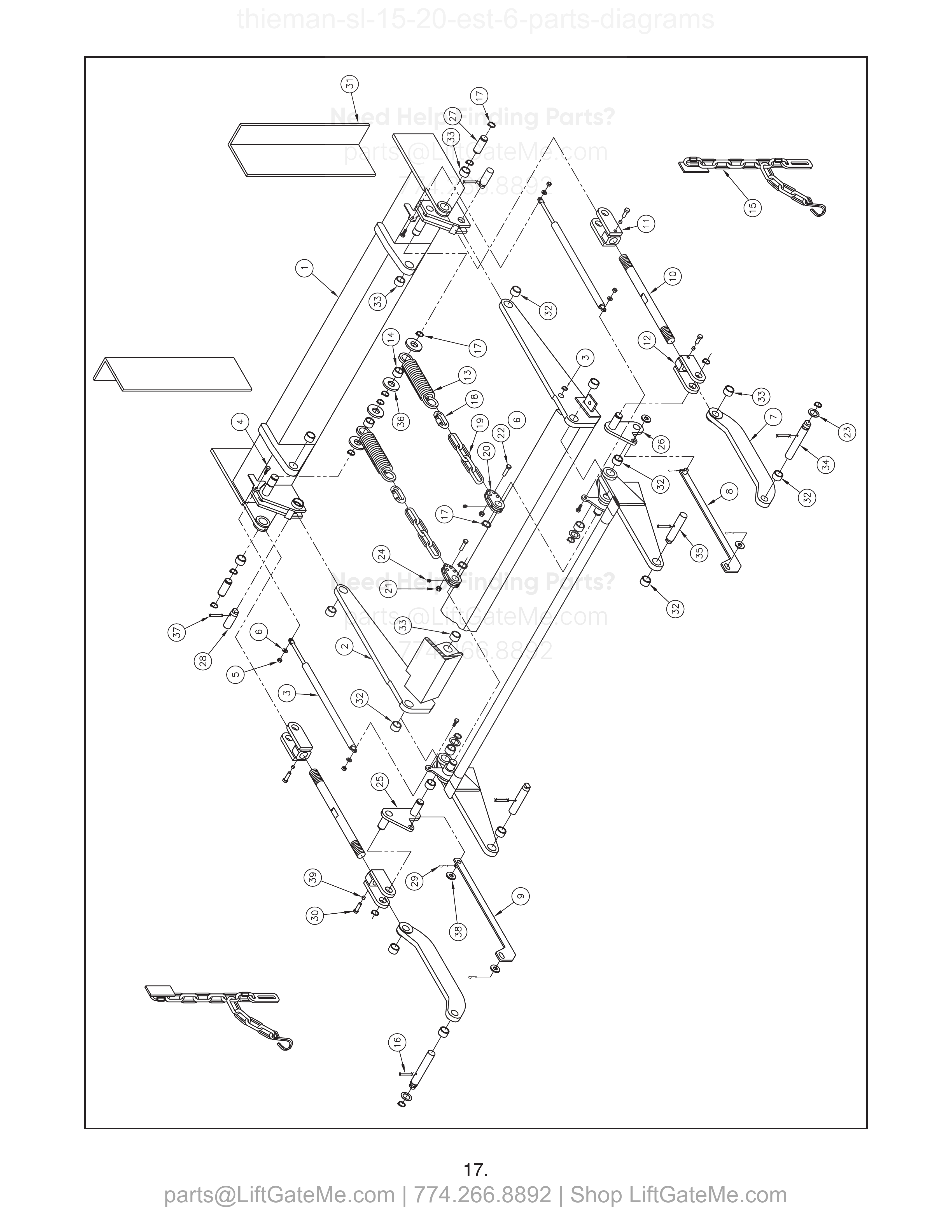 TRUNNION, LIFT ARM, & IDLER ARM ASM-6” diagram