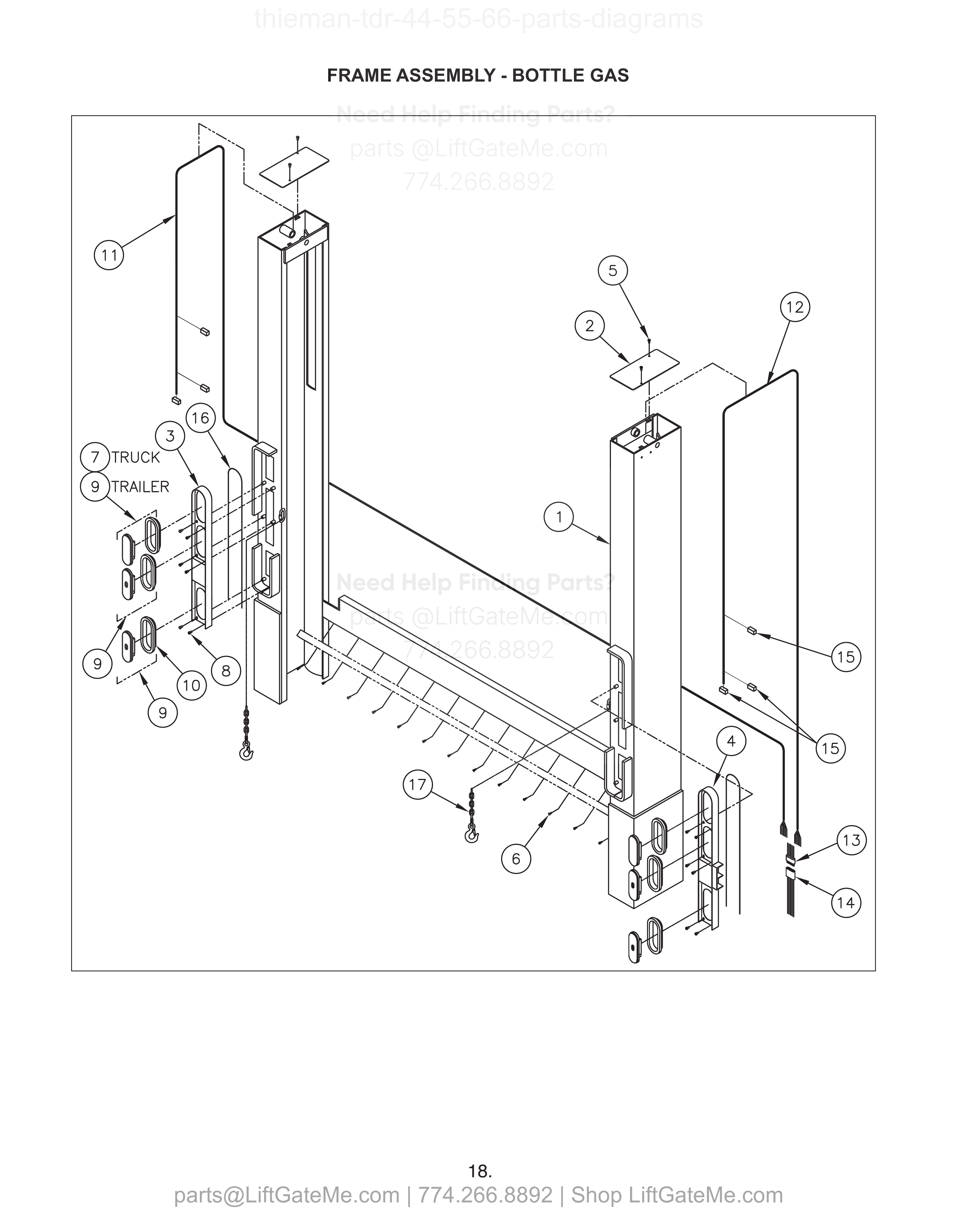FRAME ASSEMBLY - BOTTLE GAS diagram