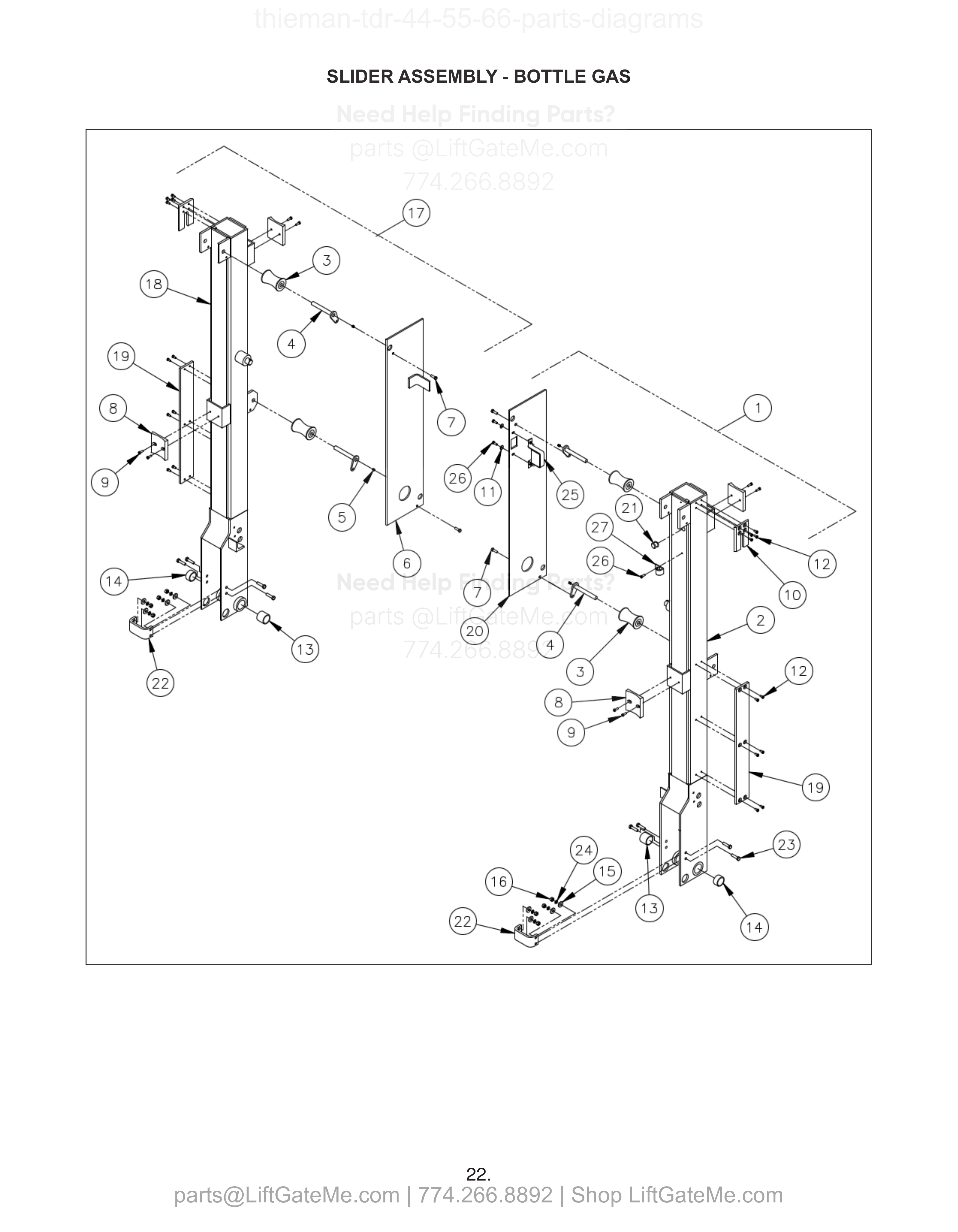 SLIDER ASSEMBLY - BOTTLE GAS diagram