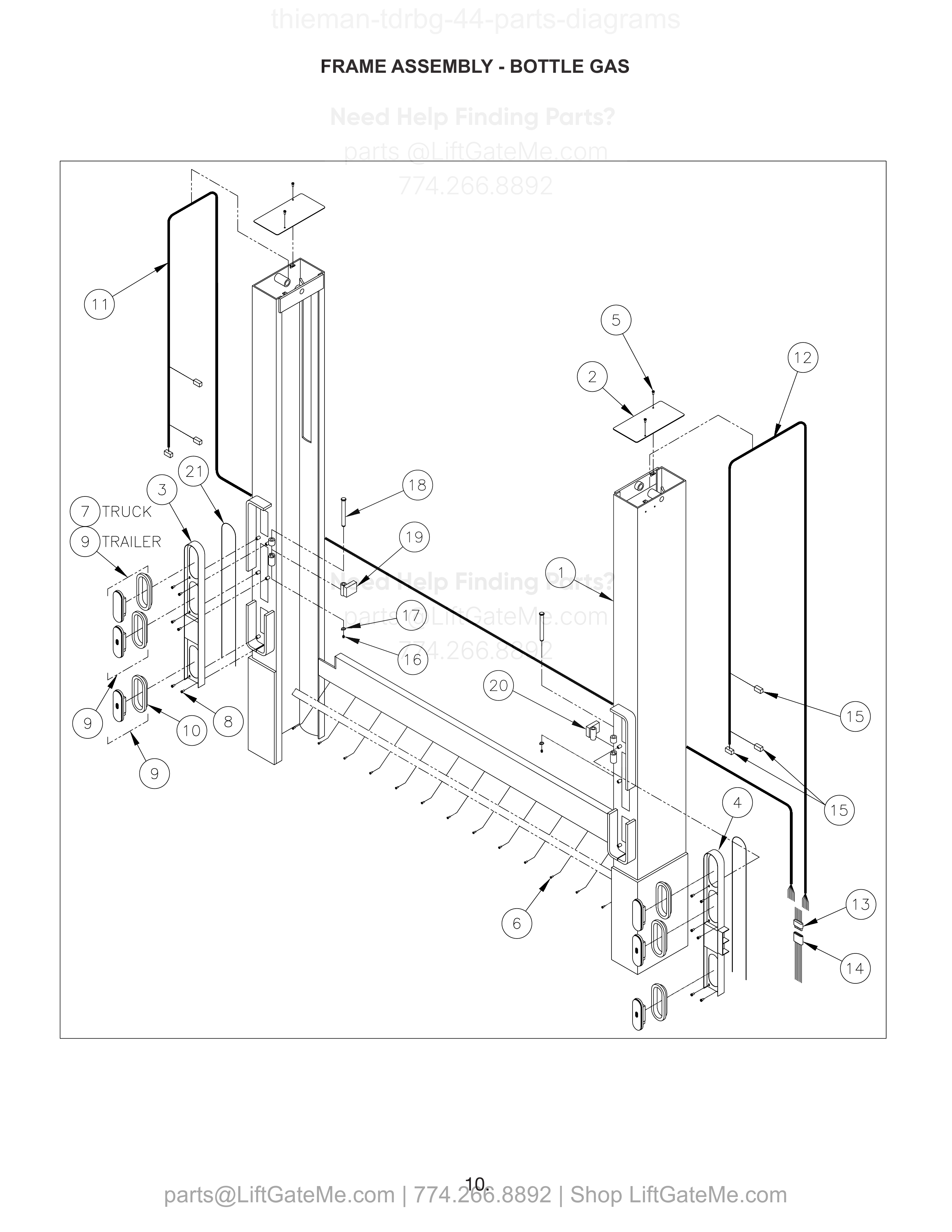 FRAME ASSEMBLY - BOTTLE GAS diagram