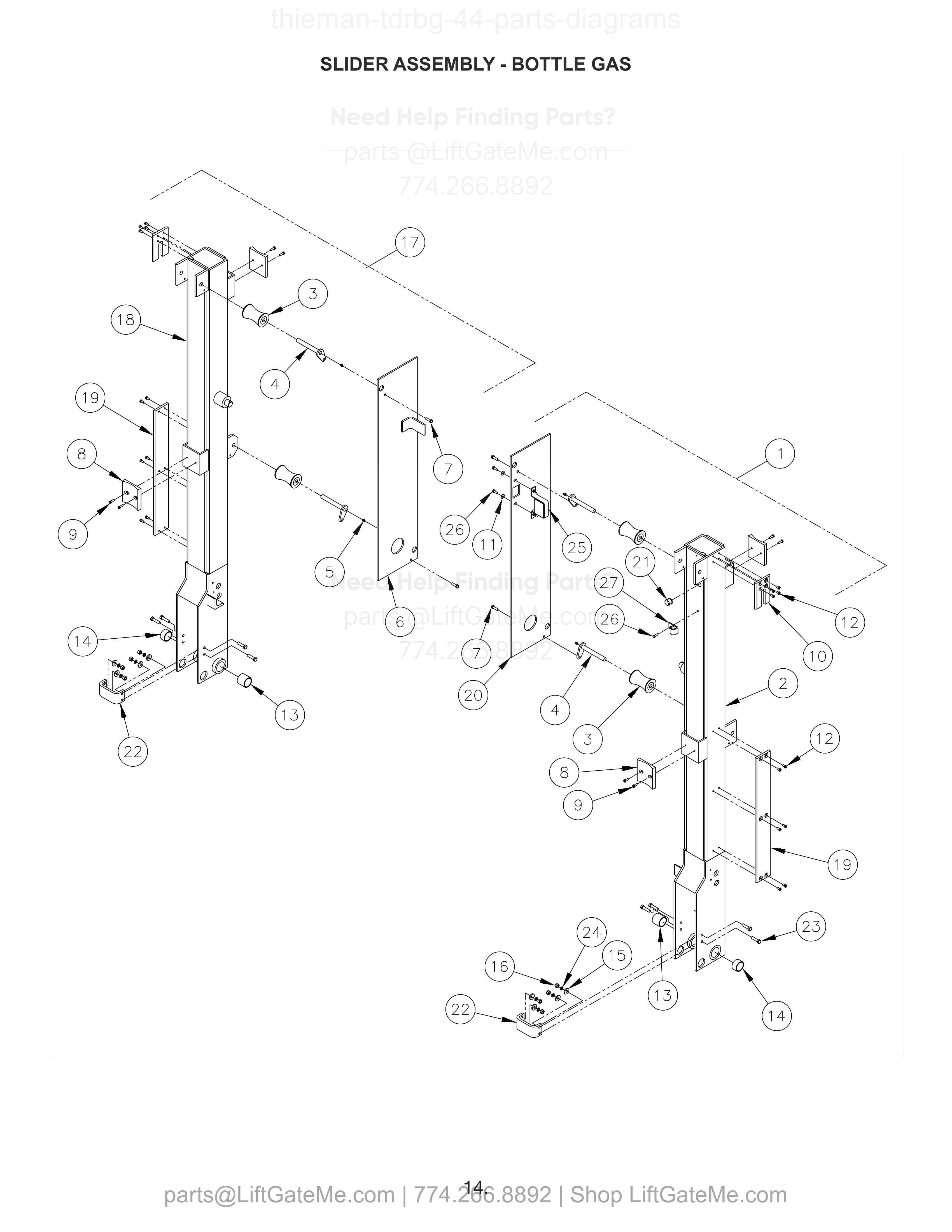 SLIDER ASSEMBLY - BOTTLE GAS diagram