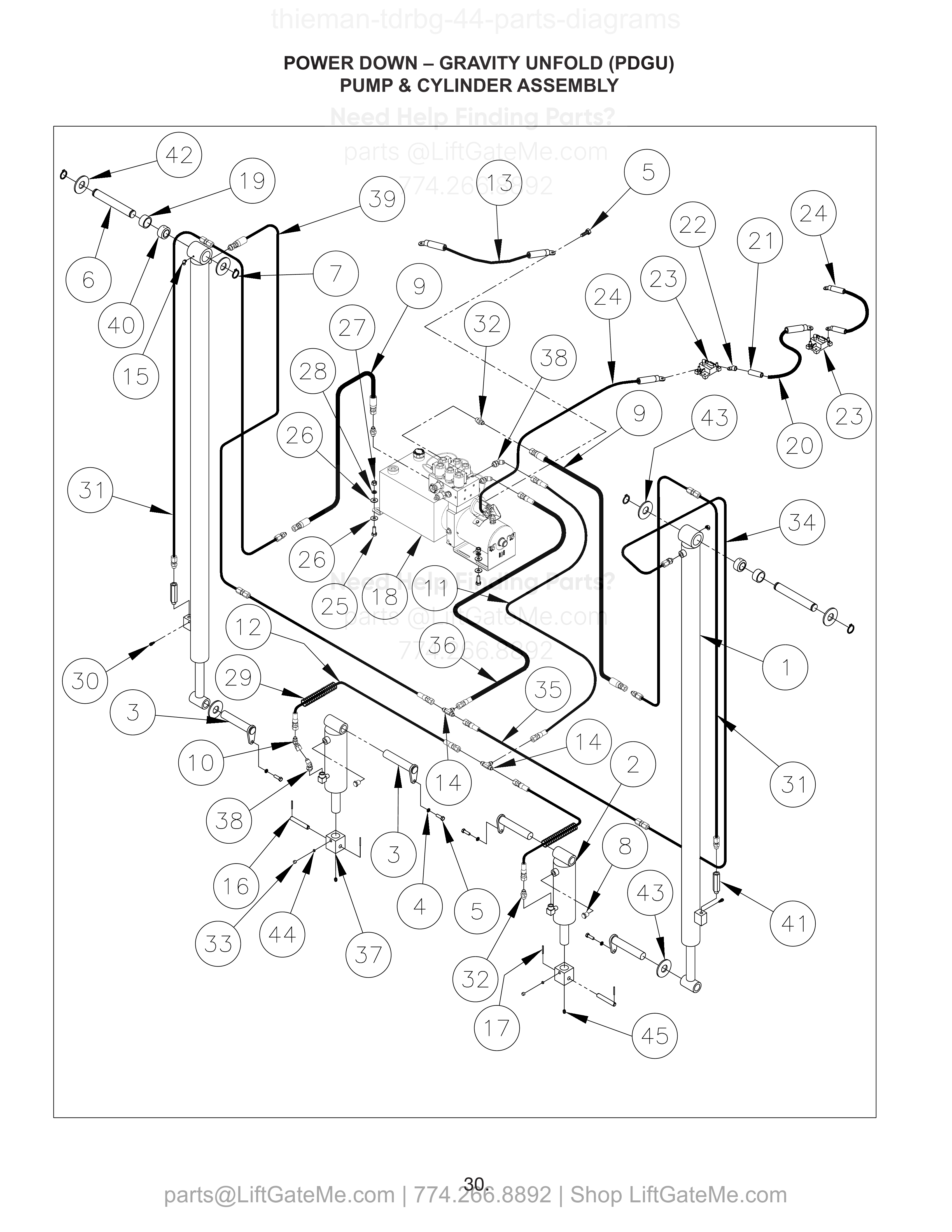 POWER DOWN – GRAVITY UNFOLD (PDGU) PUMP & CYLINDER ASSEMBLY diagram