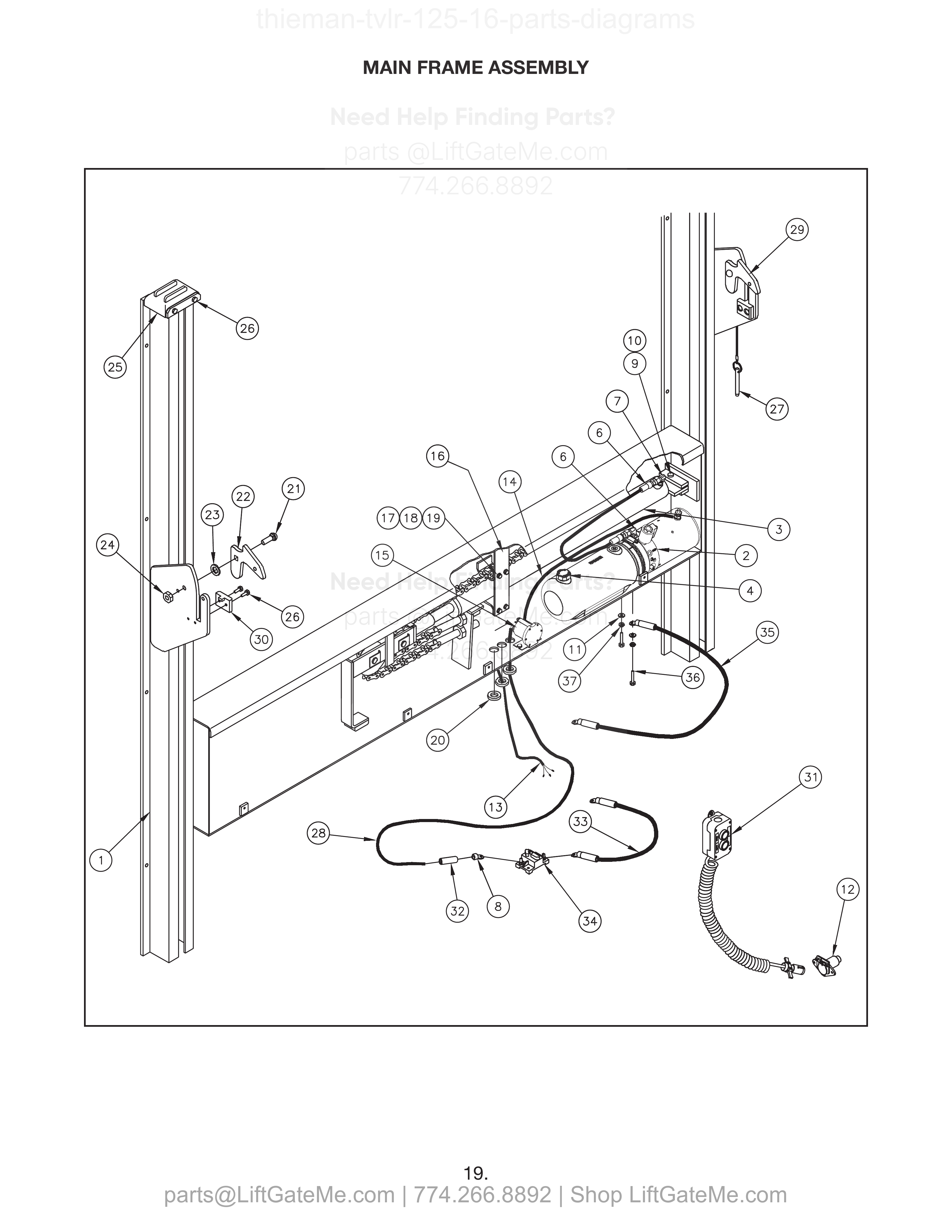MAIN FRAME ASSEMBLY diagram