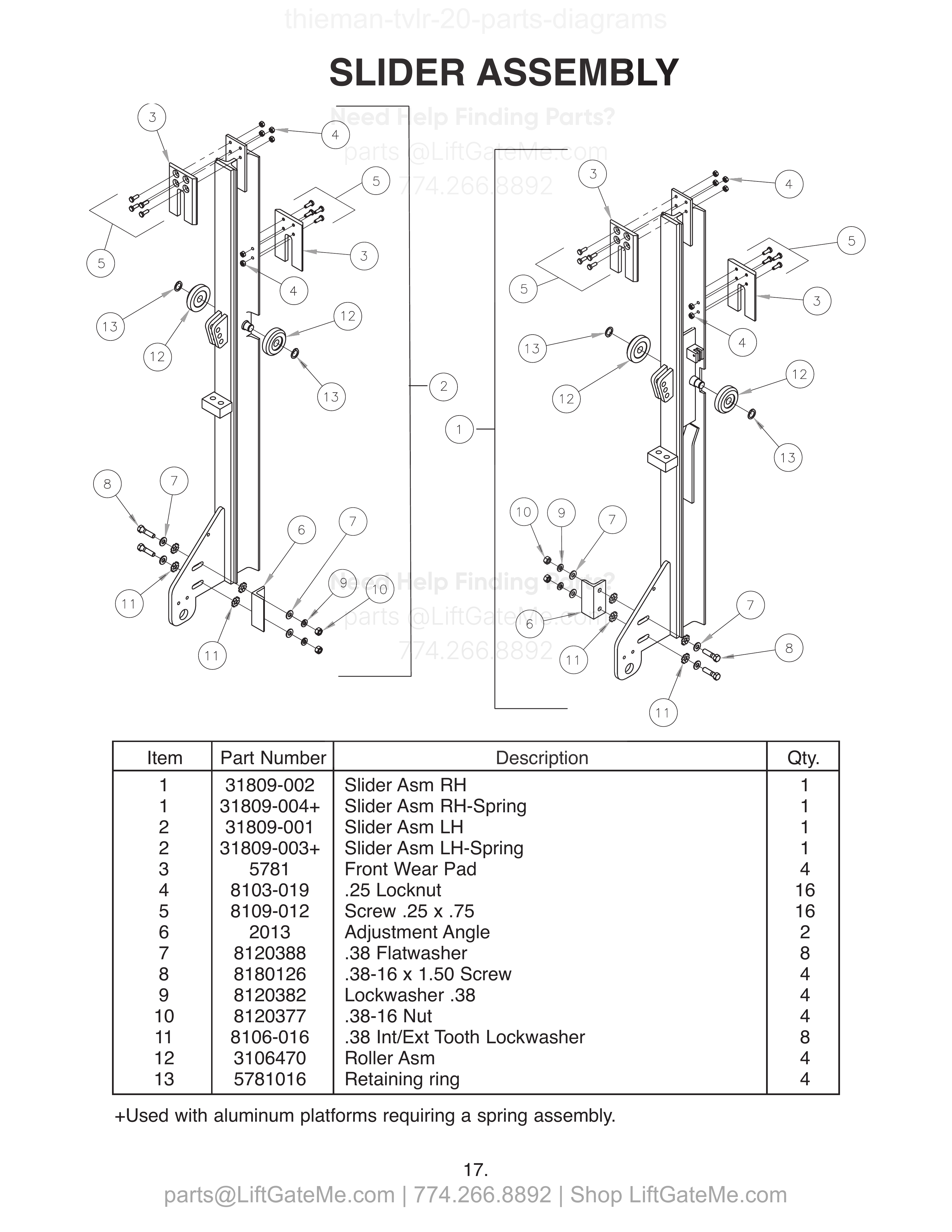 SLIDER ASSEMBLY diagram