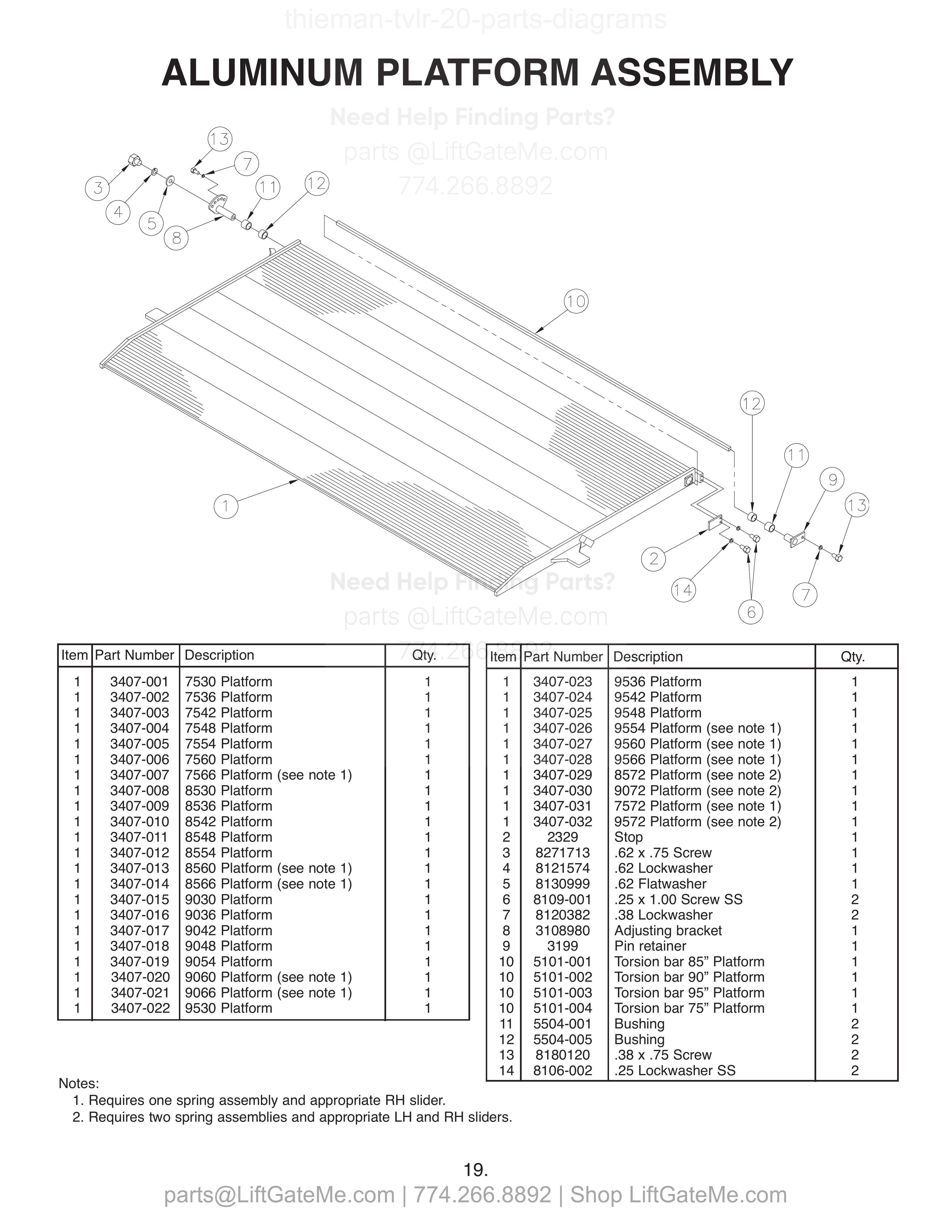 ALUMINUM PLATFORM ASSEMBLY diagram