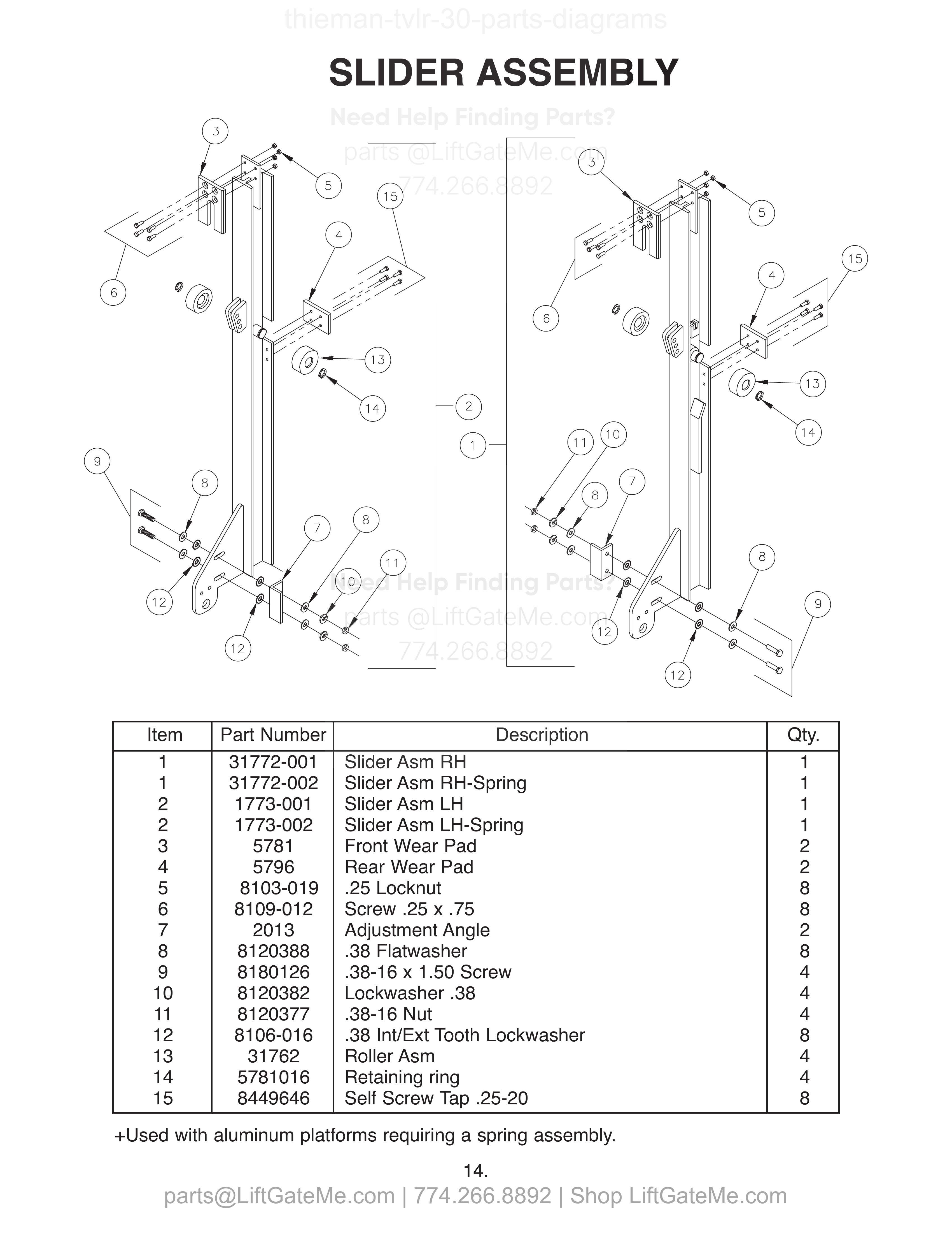SLIDER ASSEMBLY diagram