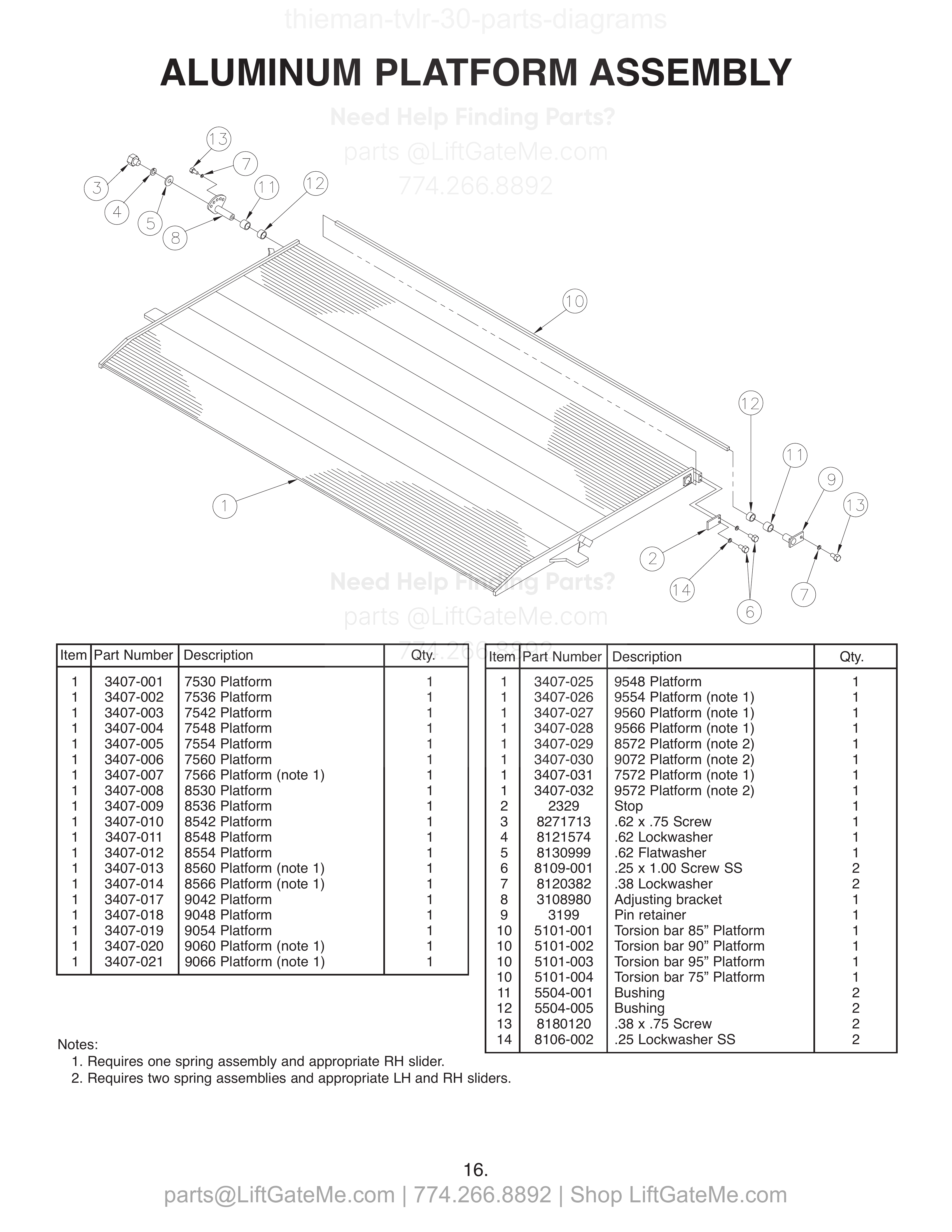 ALUMINUM PLATFORM ASSEMBLY diagram