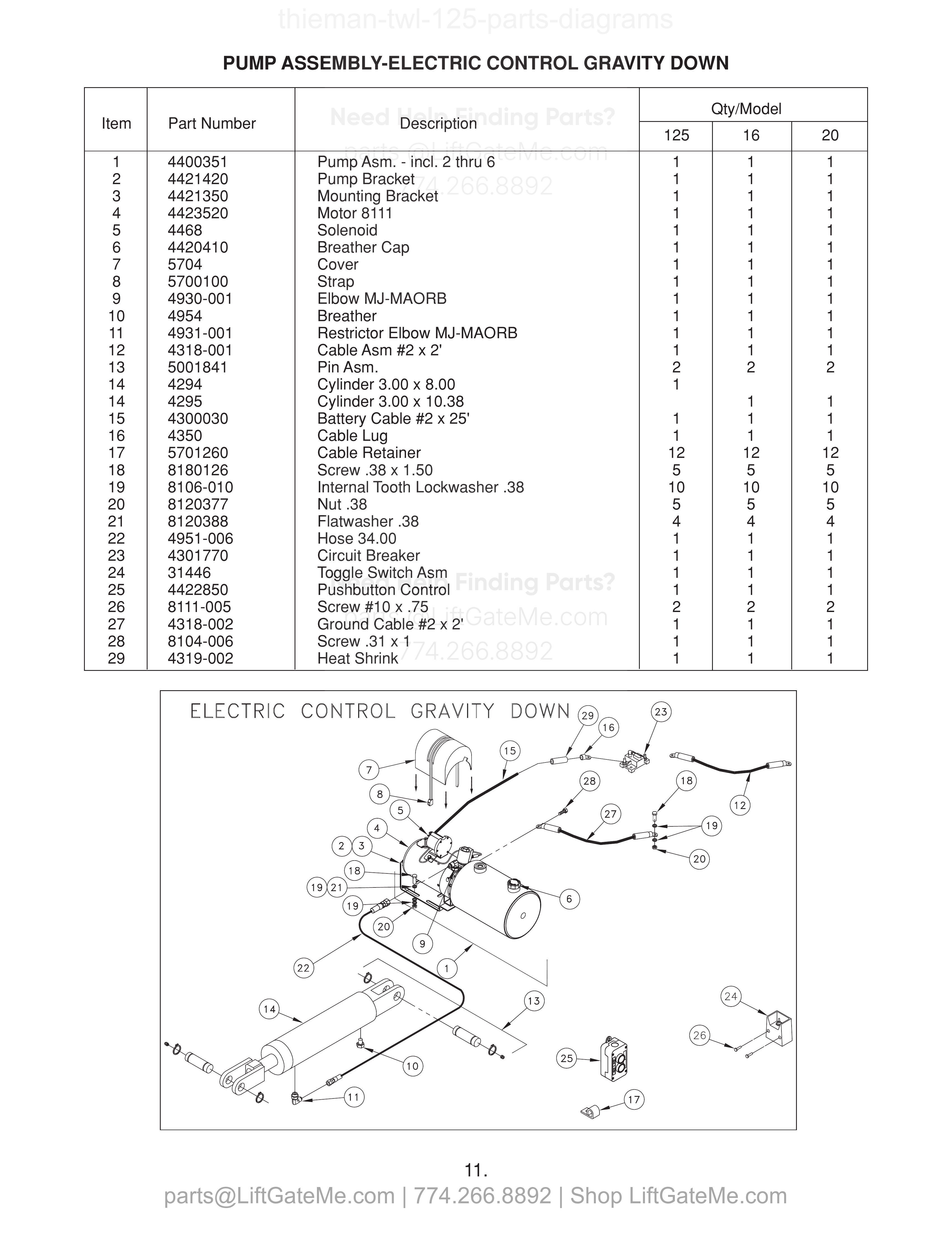 PUMP ASSEMBLY-ELECTRIC CONTROL GRAVITY DOWN diagram