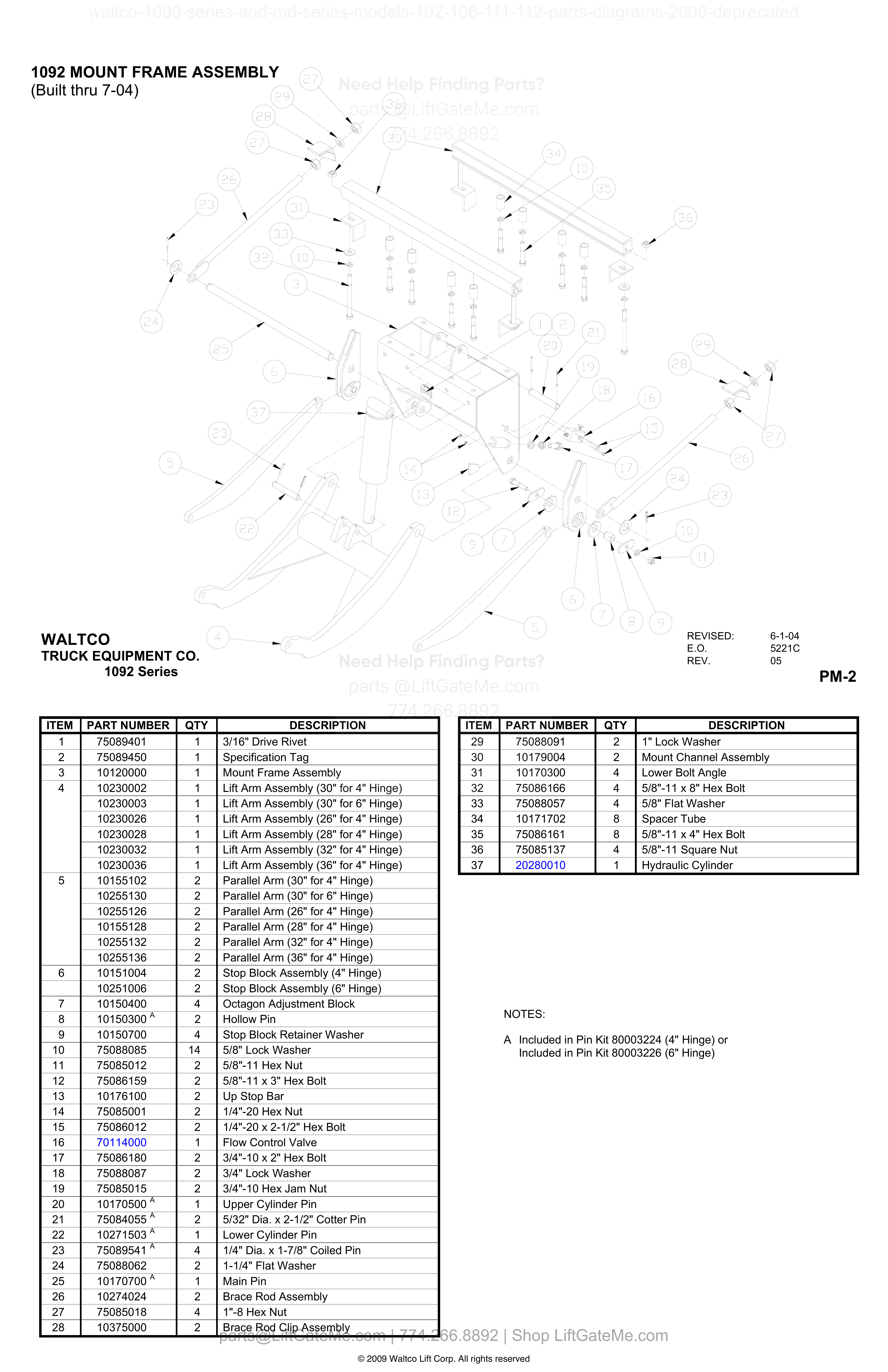 1092 MOUNT FRAME ASSEMBLY diagram