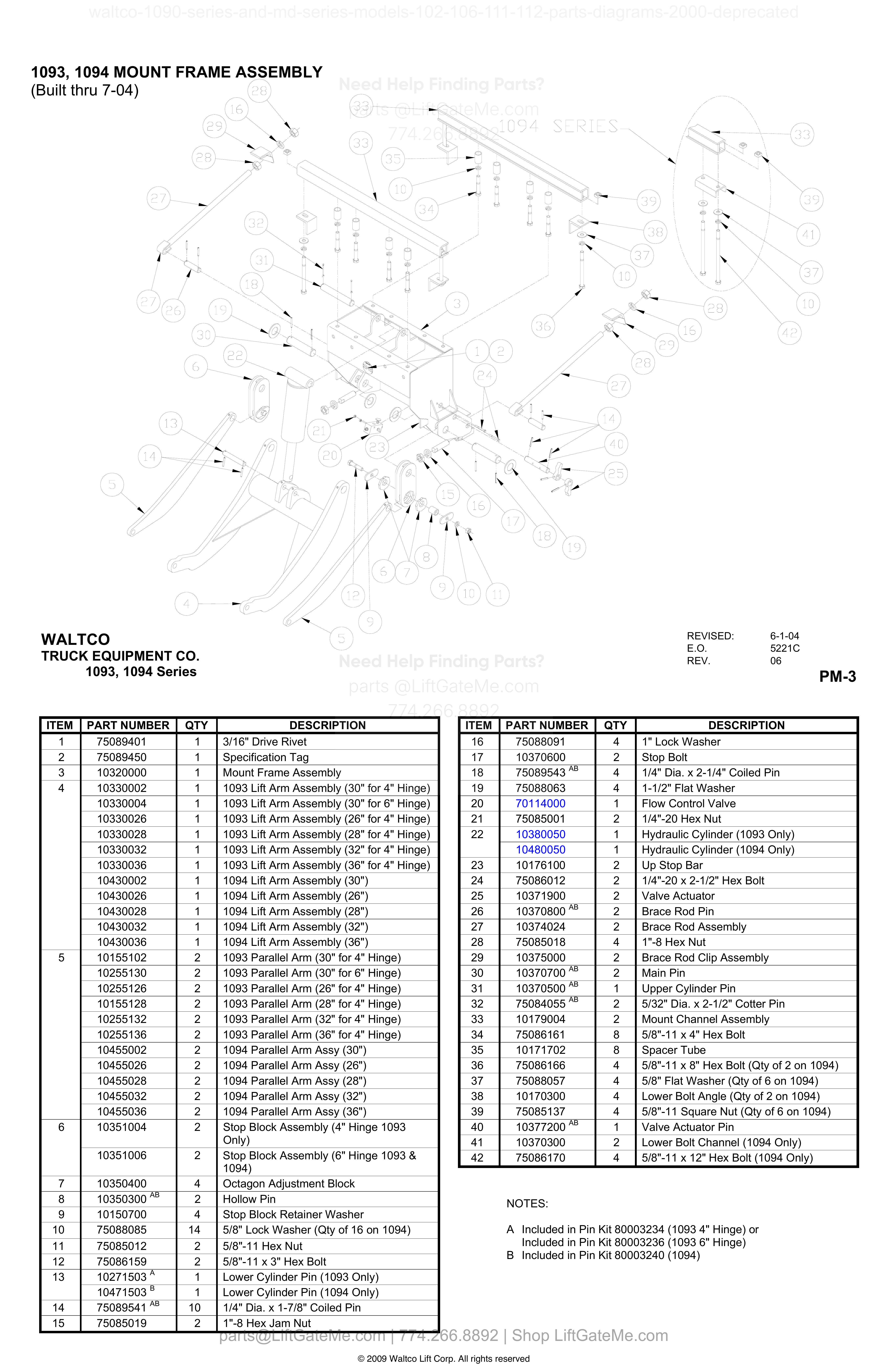 1093, 1094 MOUNT FRAME ASSEMBLY diagram