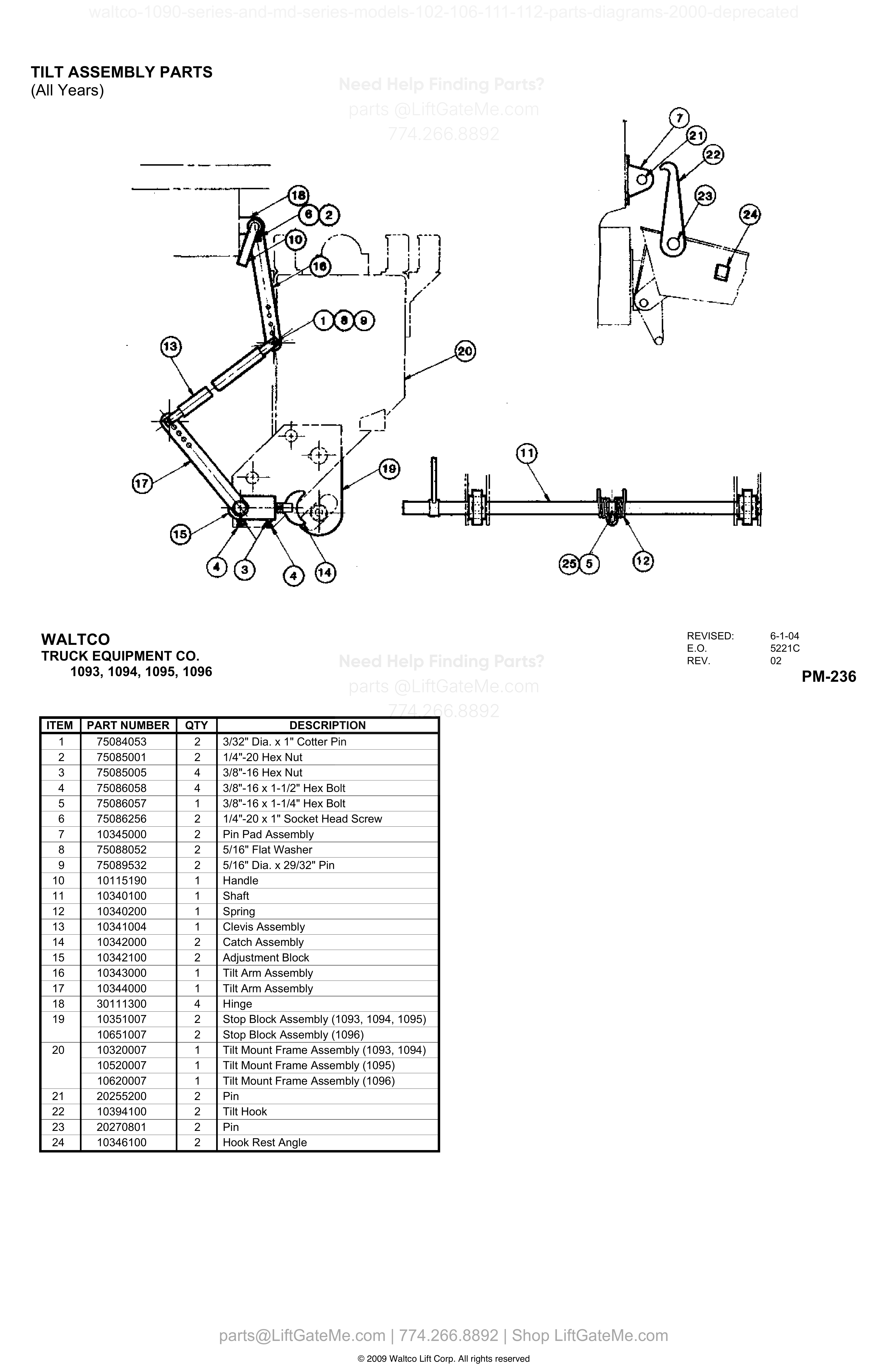 TILT ASSEMBLY PARTS diagram