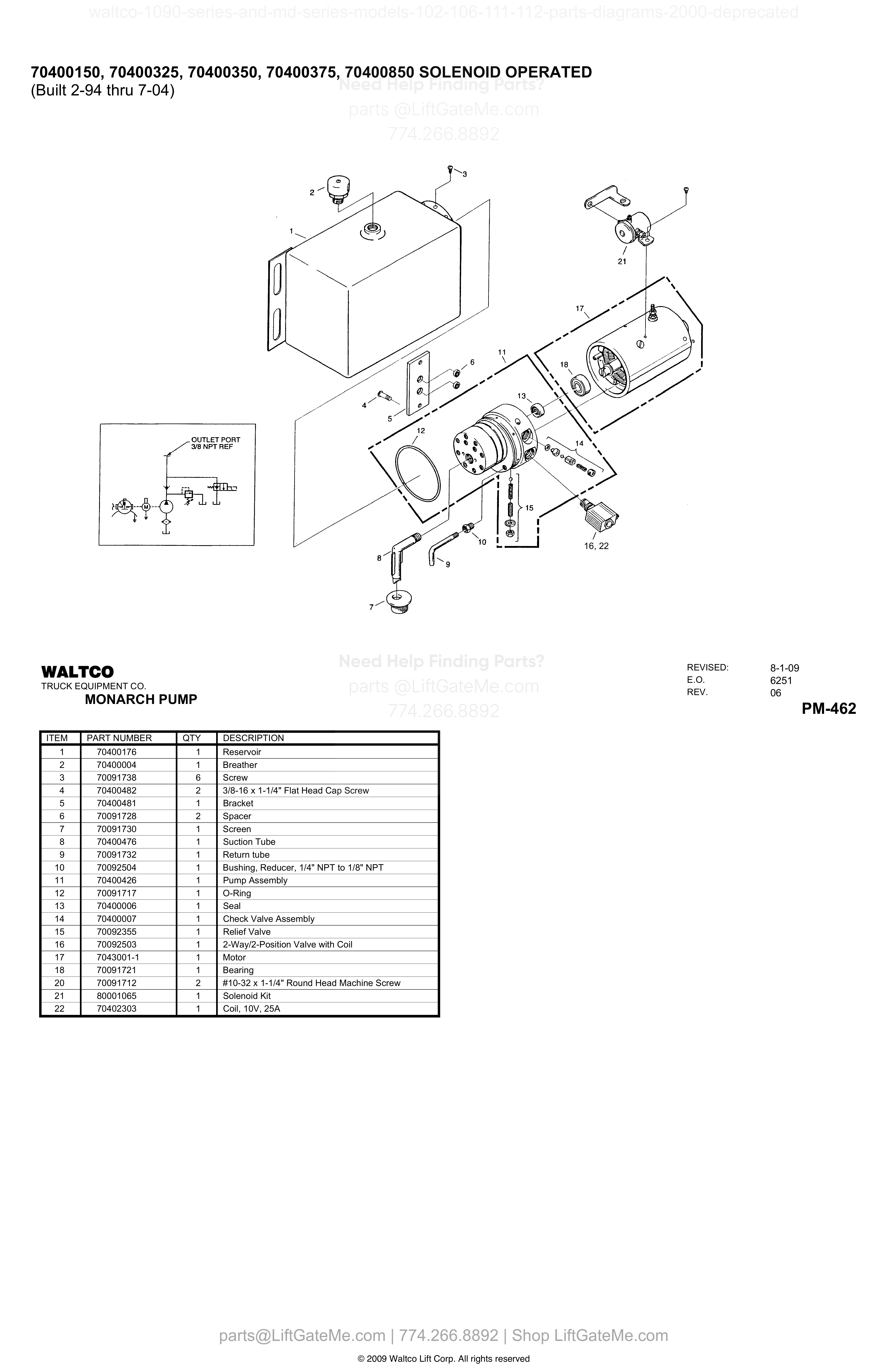 70400150, 70400325, 70400350, 70400375, 70400850 SOLENOID OPERATED diagram