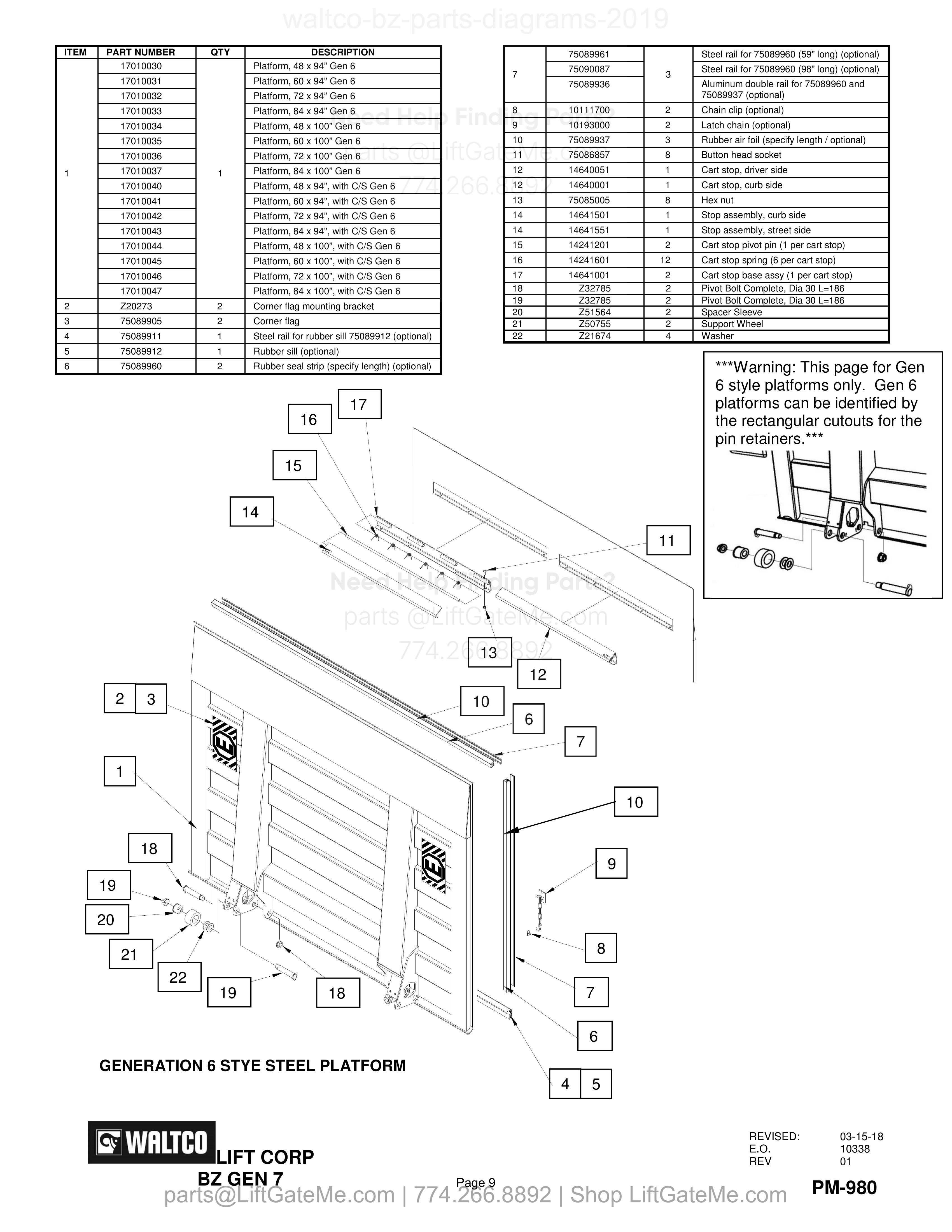 GENERATION 6 STYE STEEL PLATFORM diagram