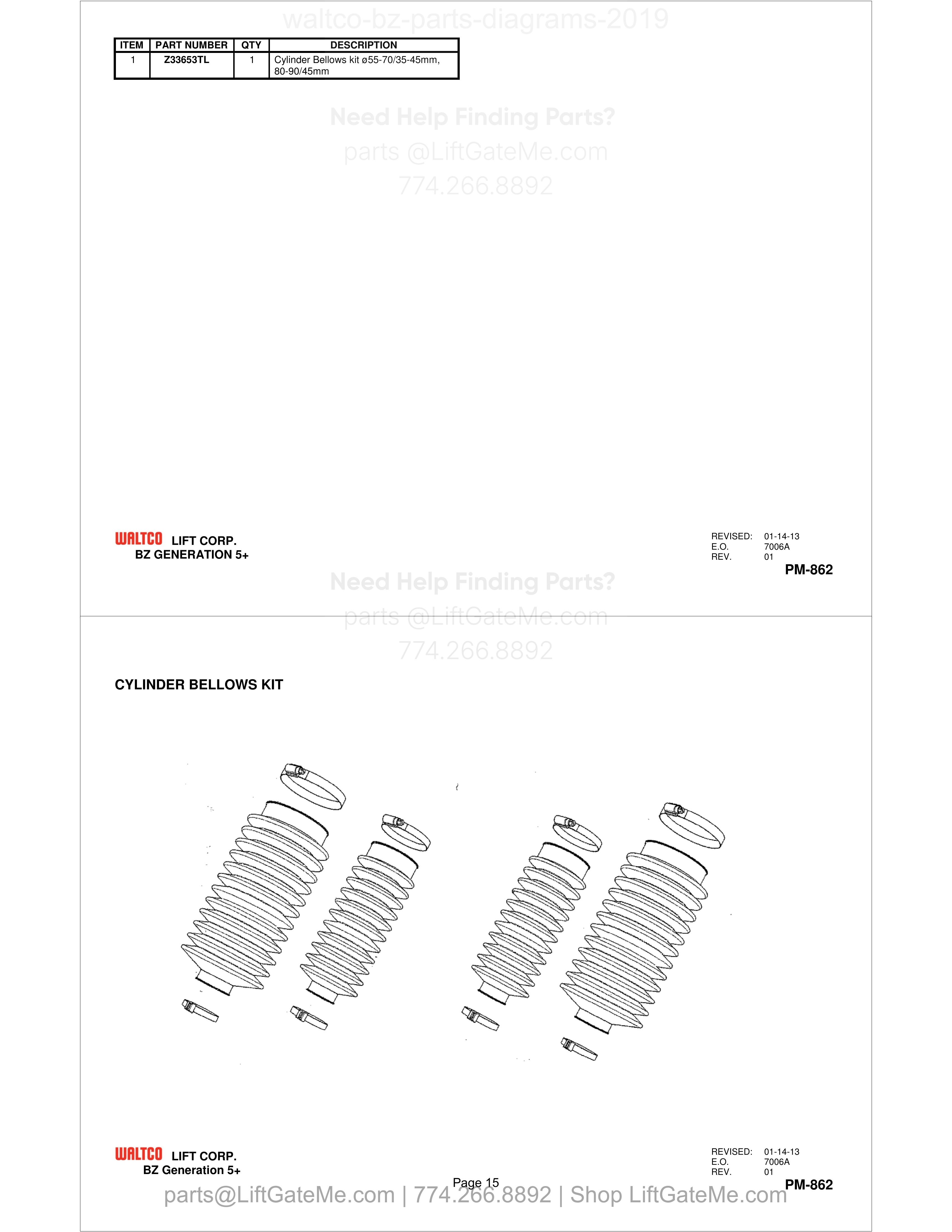 CYLINDER BELLOWS KIT diagram