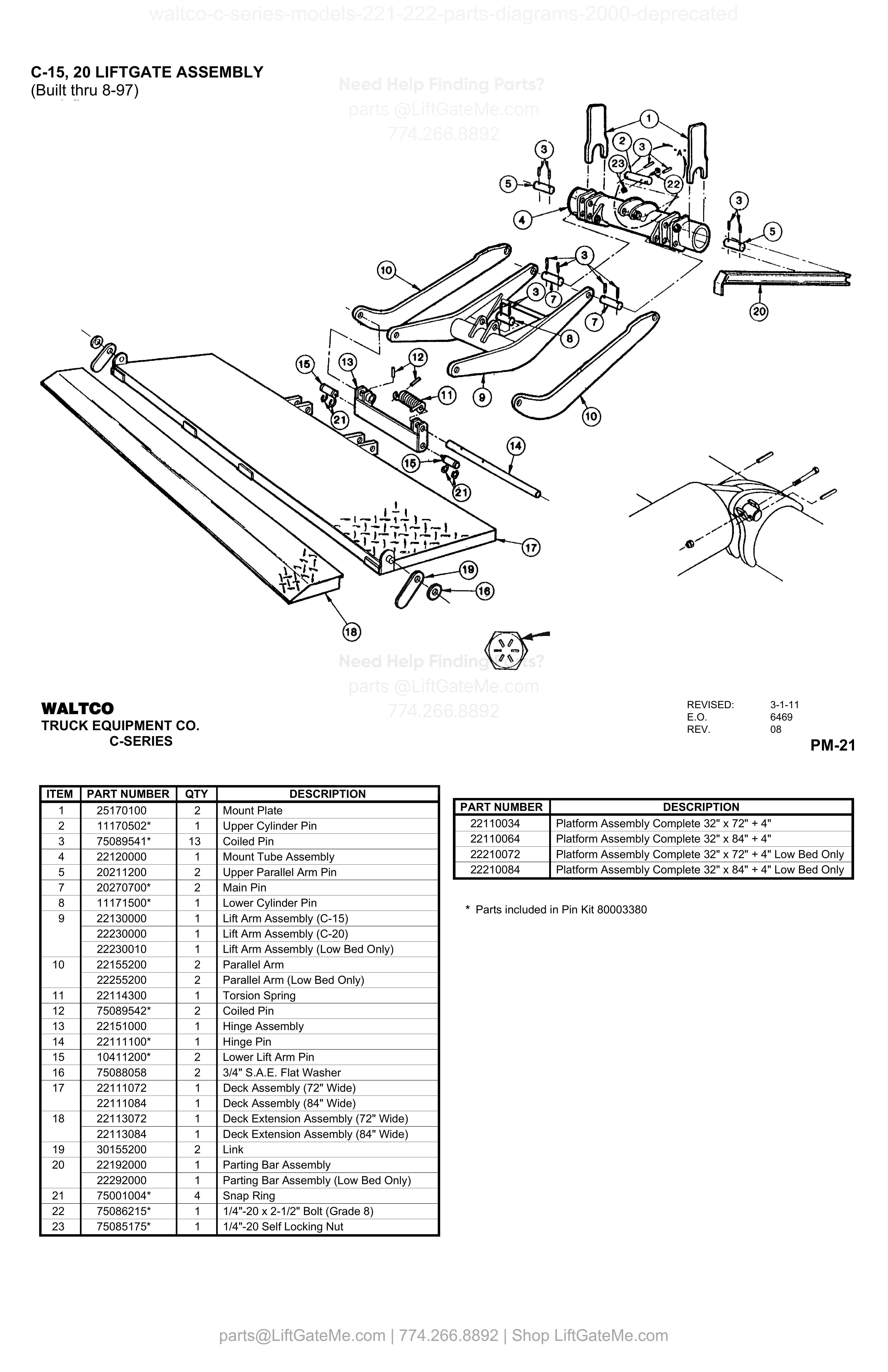 C-15, 20 LIFTGATE ASSEMBLY diagram