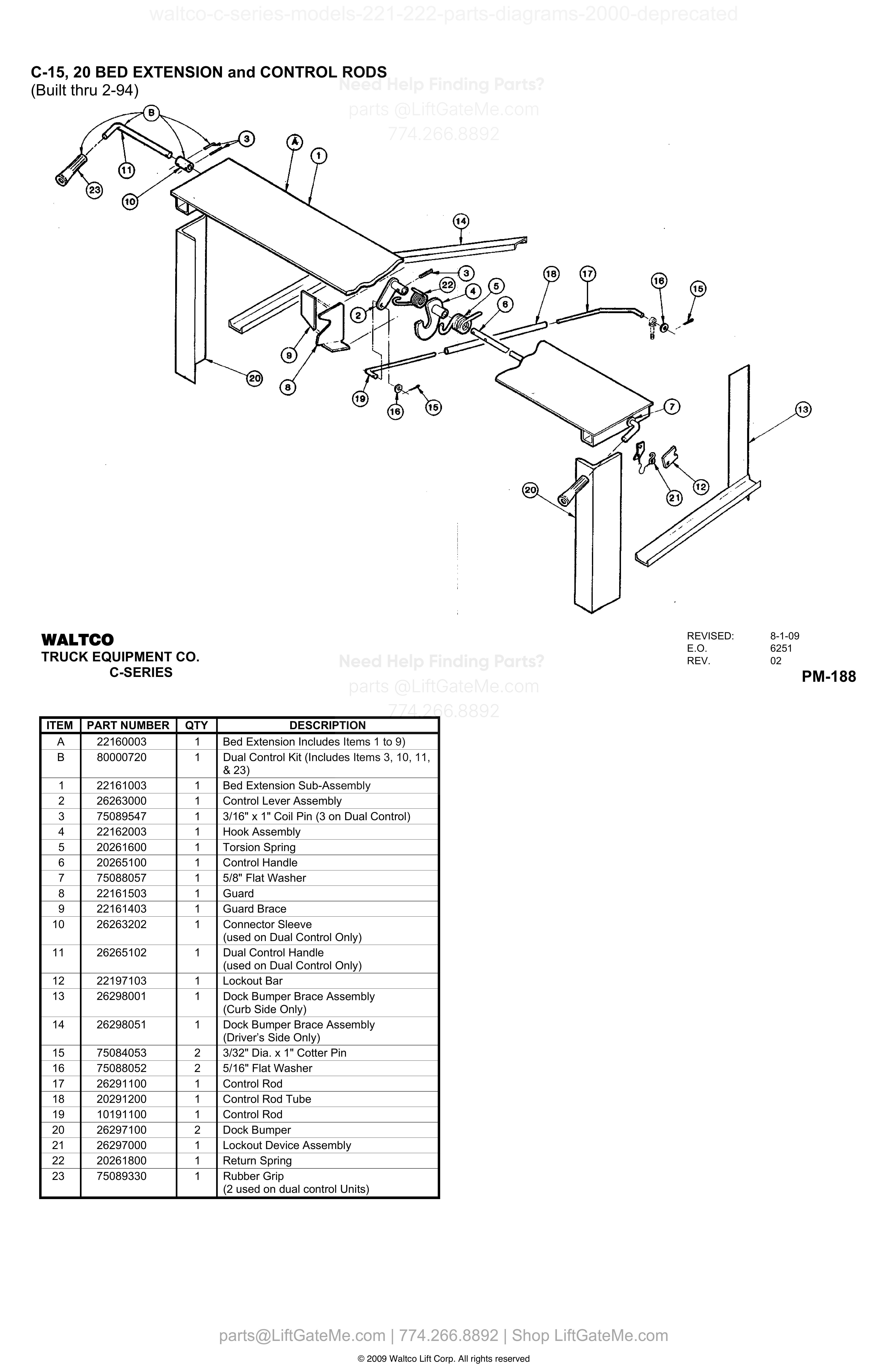 C-15, 20 BED EXTENSION and CONTROL RODS diagram