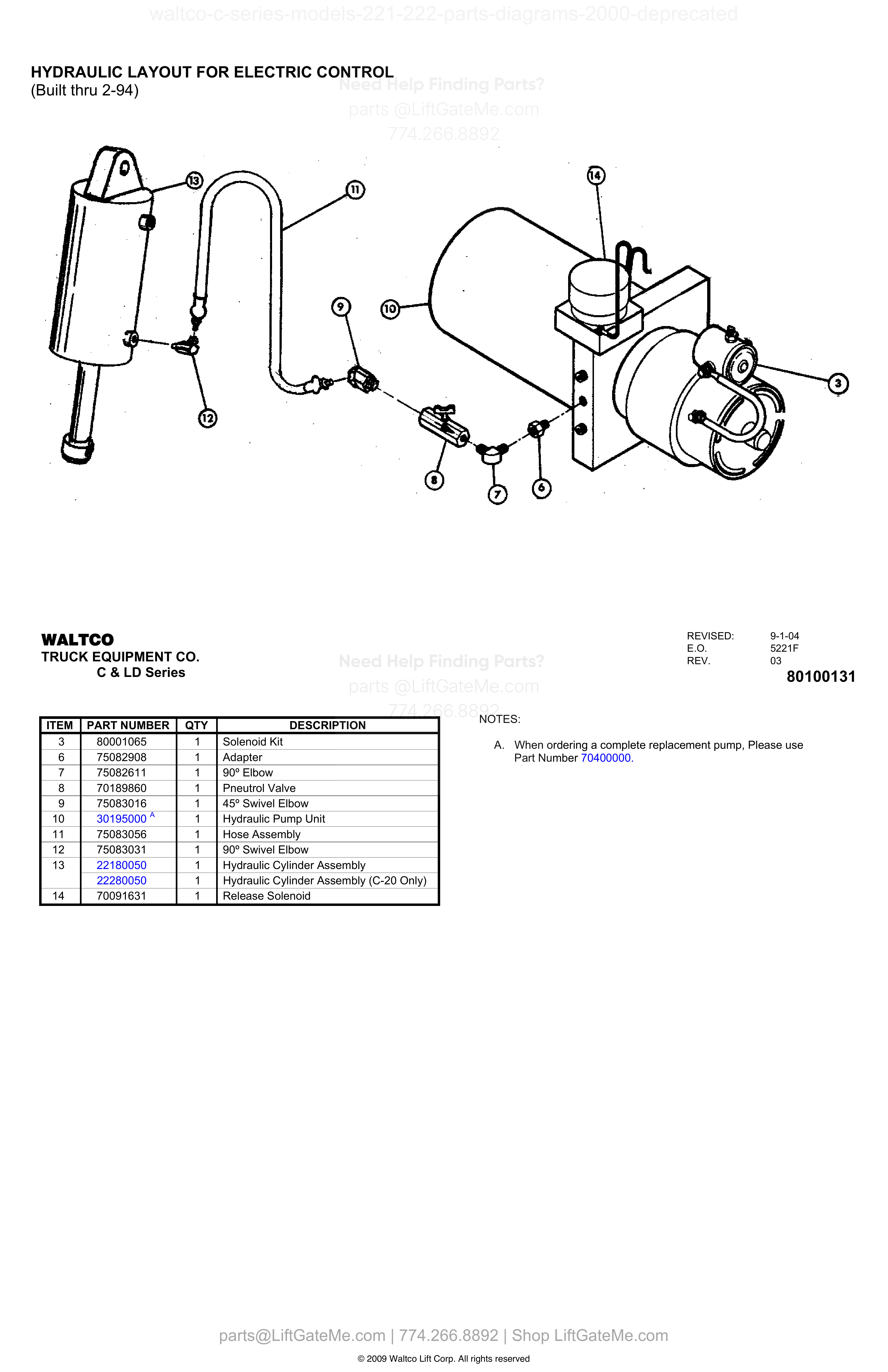 HYDRAULIC LAYOUT FOR ELECTRIC CONTROL diagram