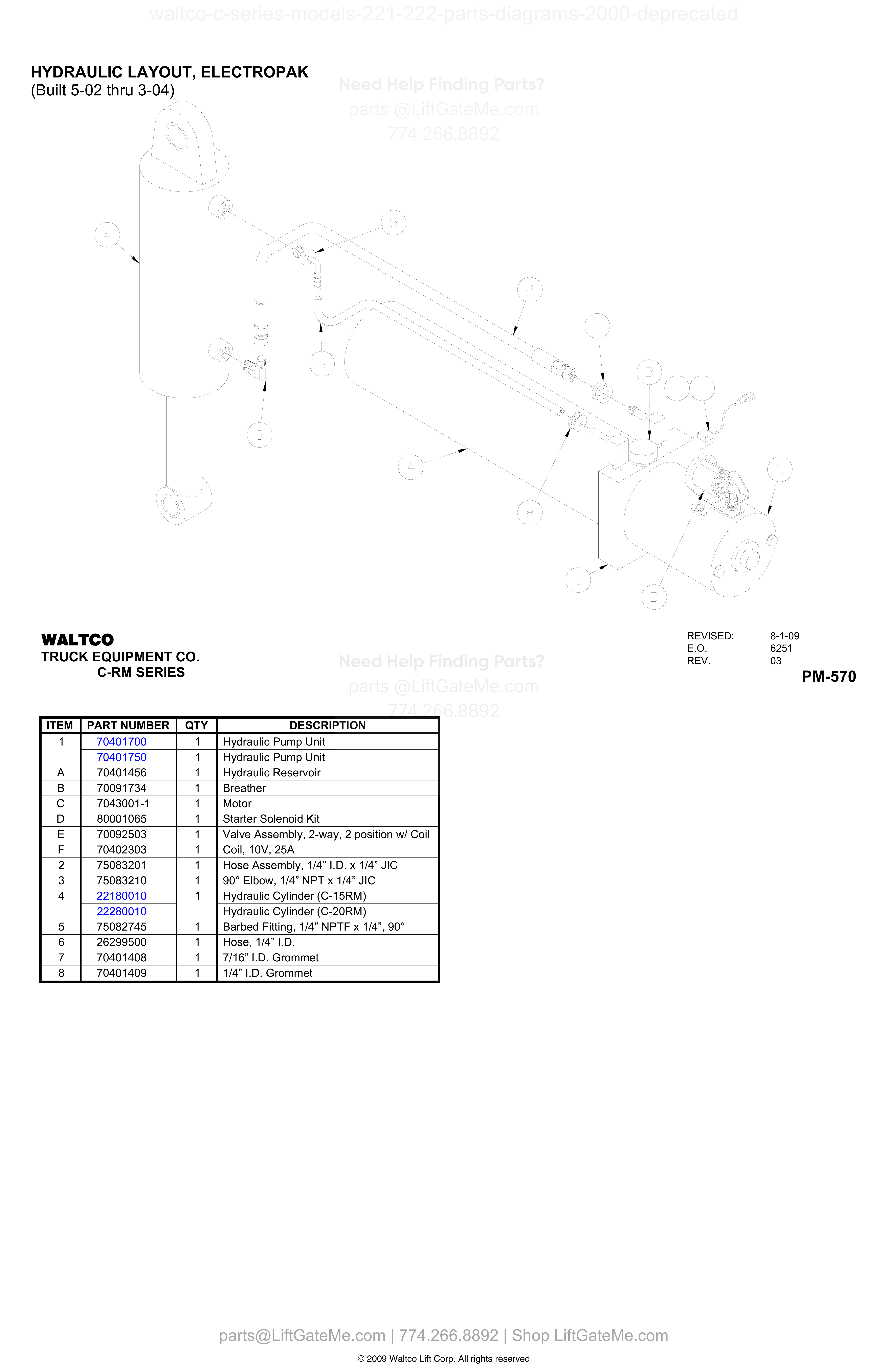 HYDRAULIC LAYOUT, ELECTROPAK (Built 5-02 thru 3-04) diagram