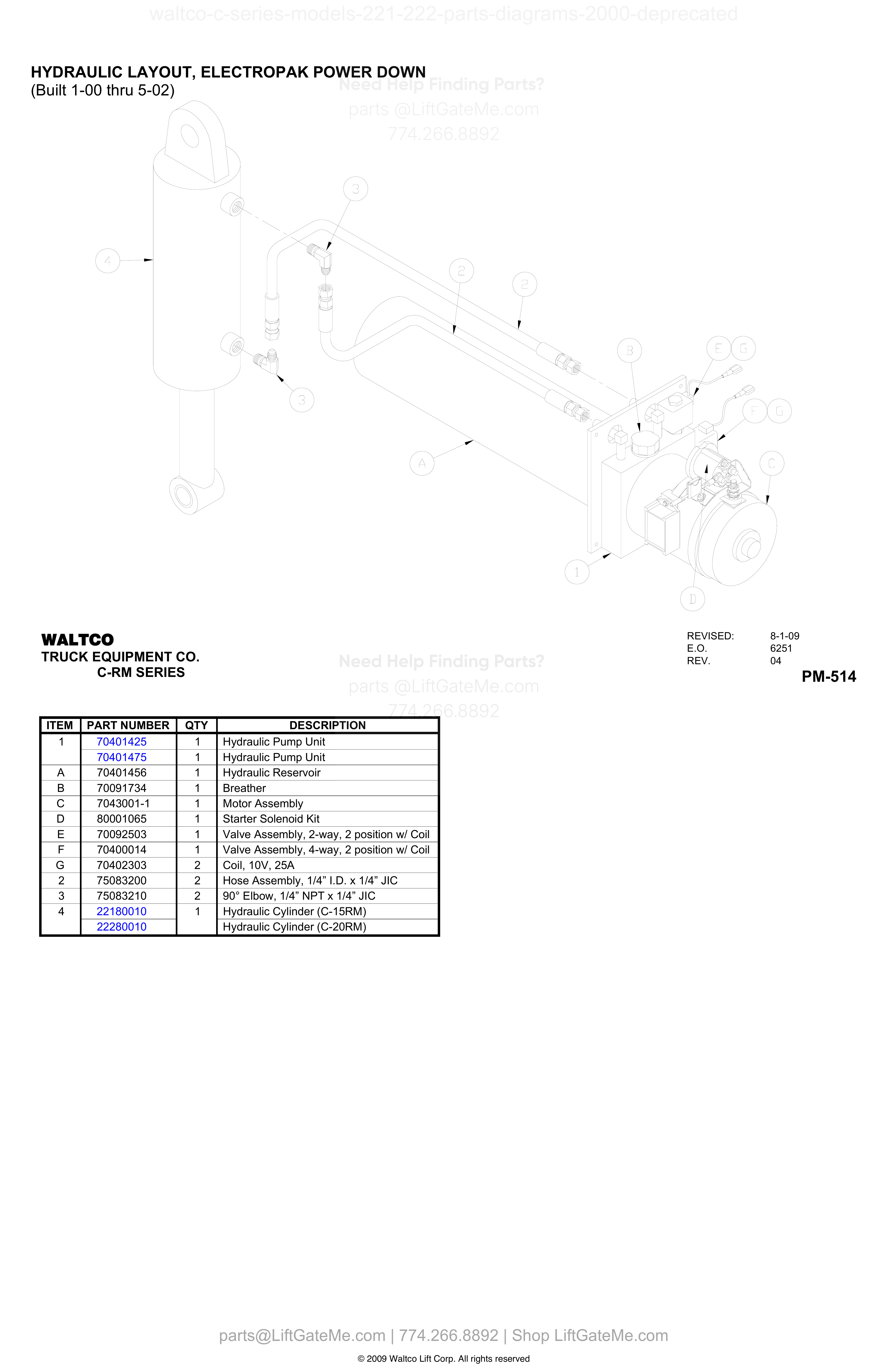 HYDRAULIC LAYOUT, ELECTROPAK POWER DOWN diagram