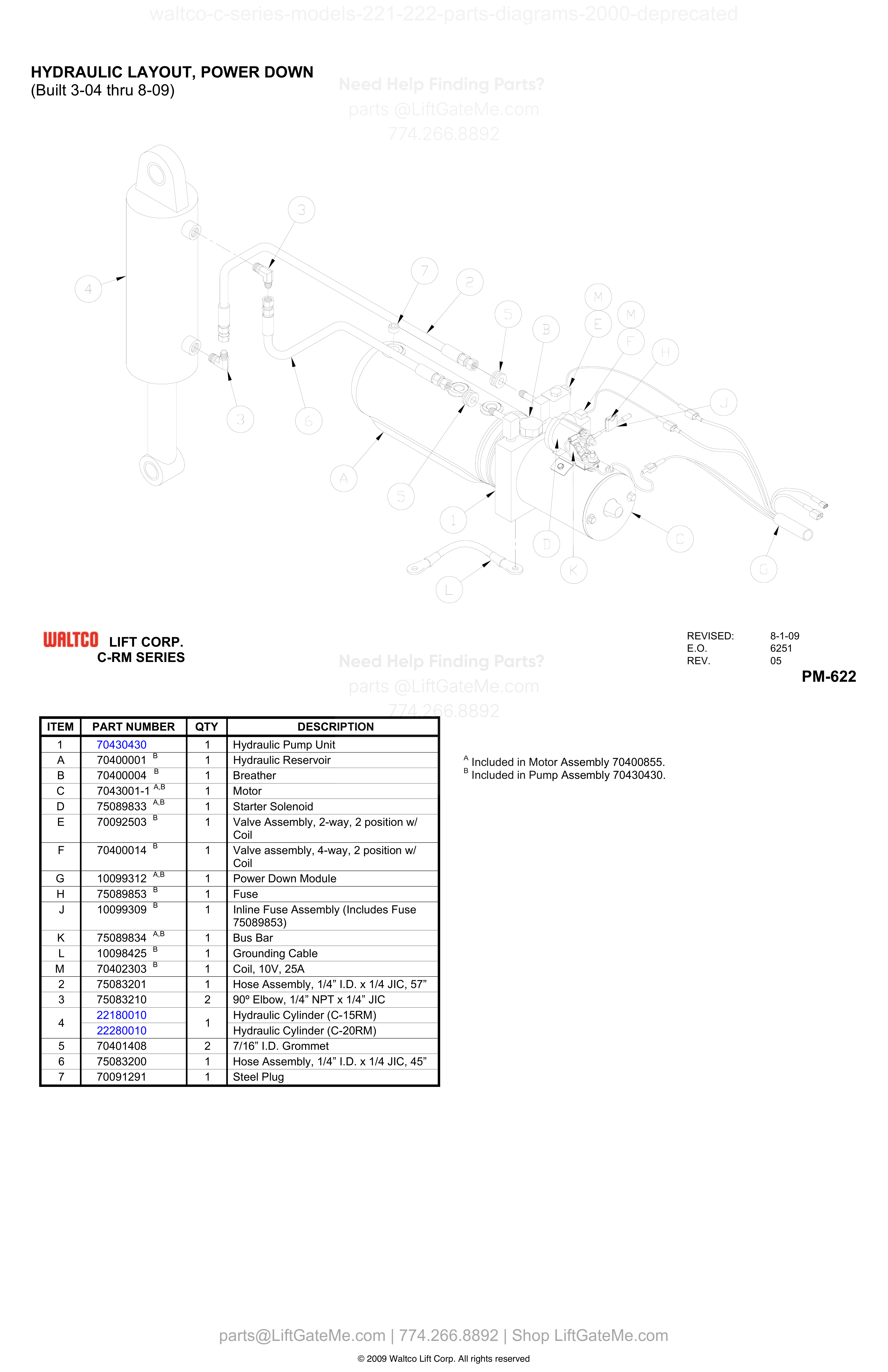 HYDRAULIC LAYOUT, POWER DOWN diagram