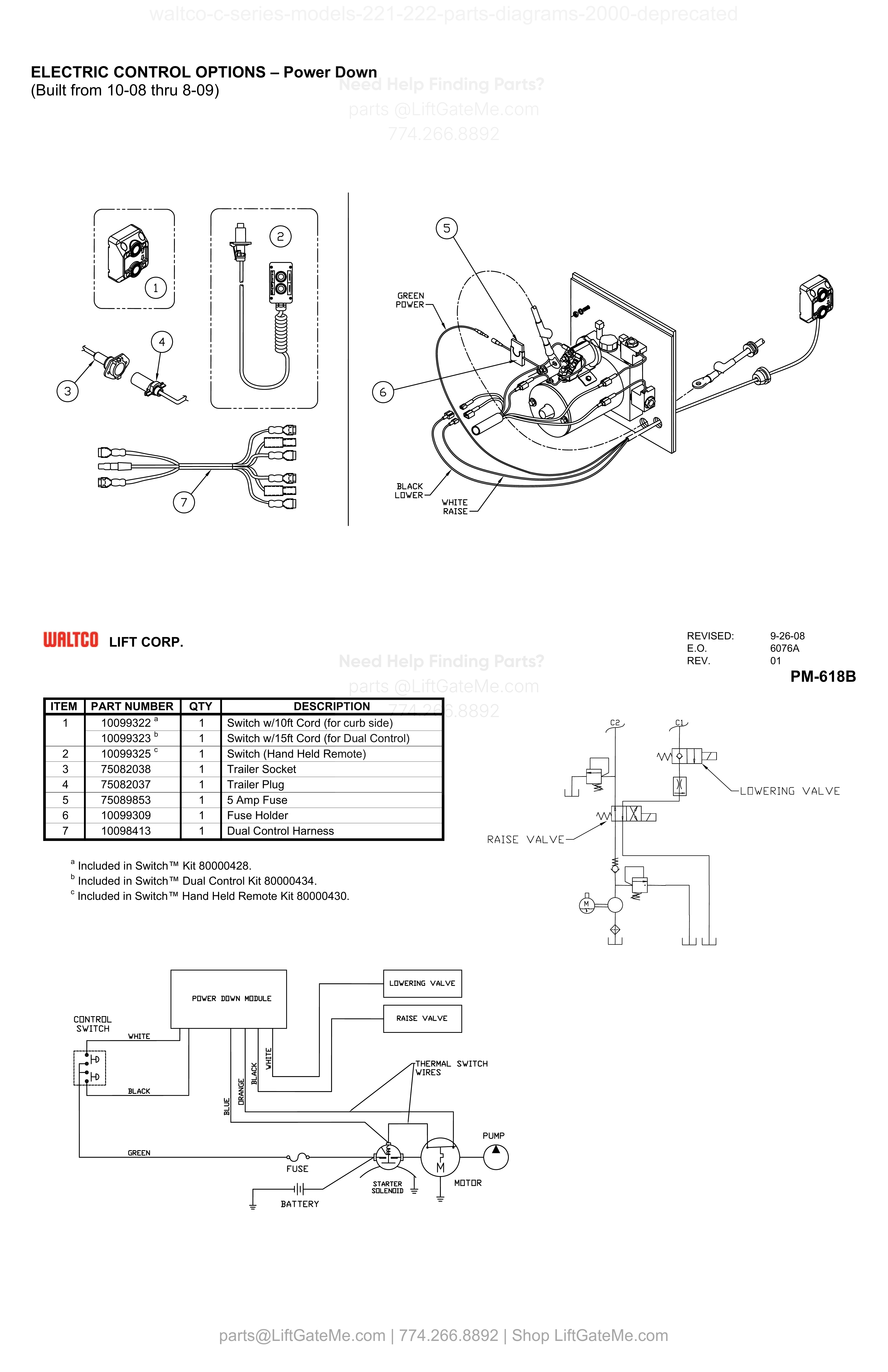 ELECTRIC CONTROL OPTIONS – Power Down diagram