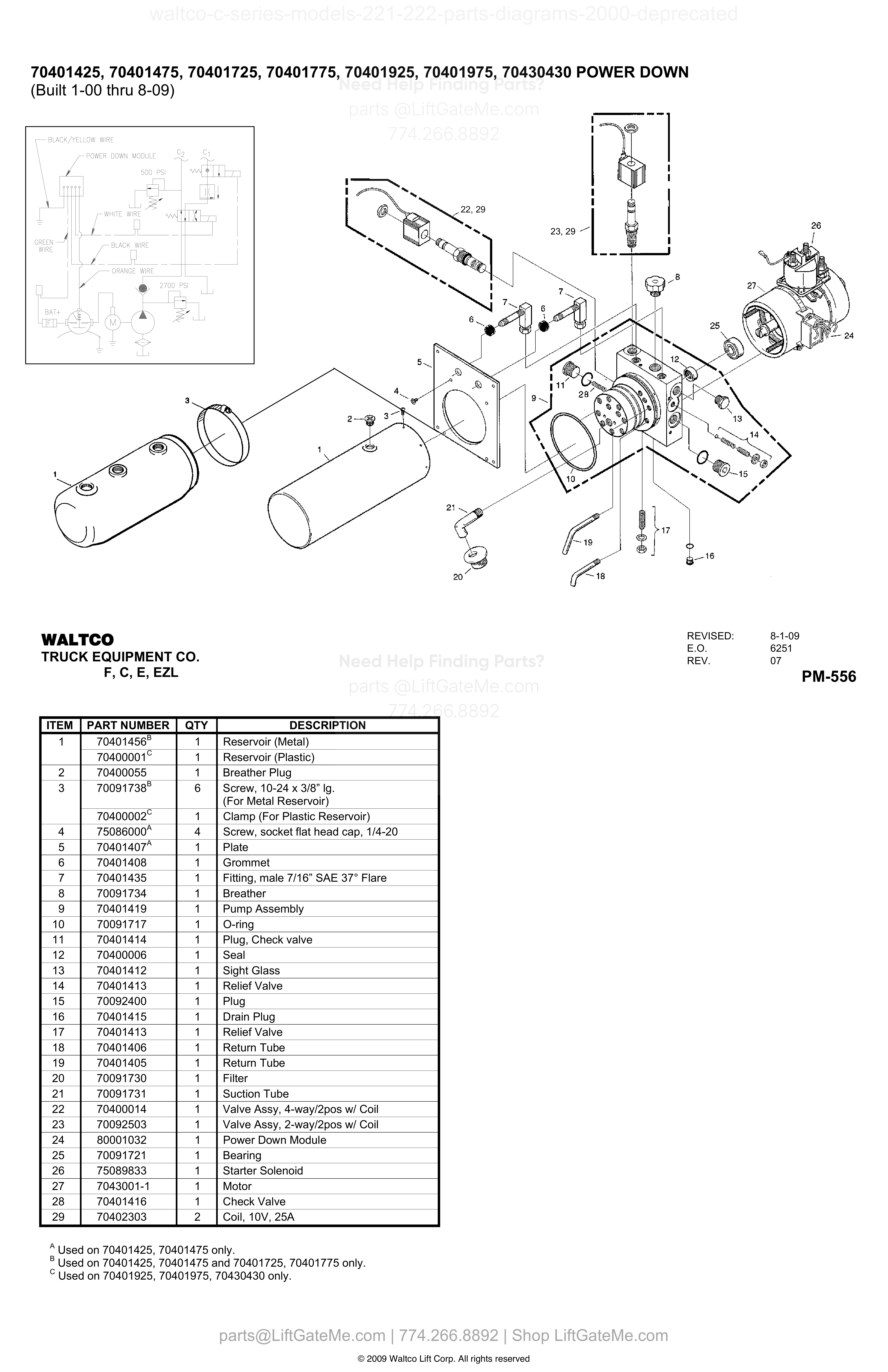 70401425, 70401475, 70401725, 70401775, 70401925, 70401975, 70430430 POWER DOWN diagram