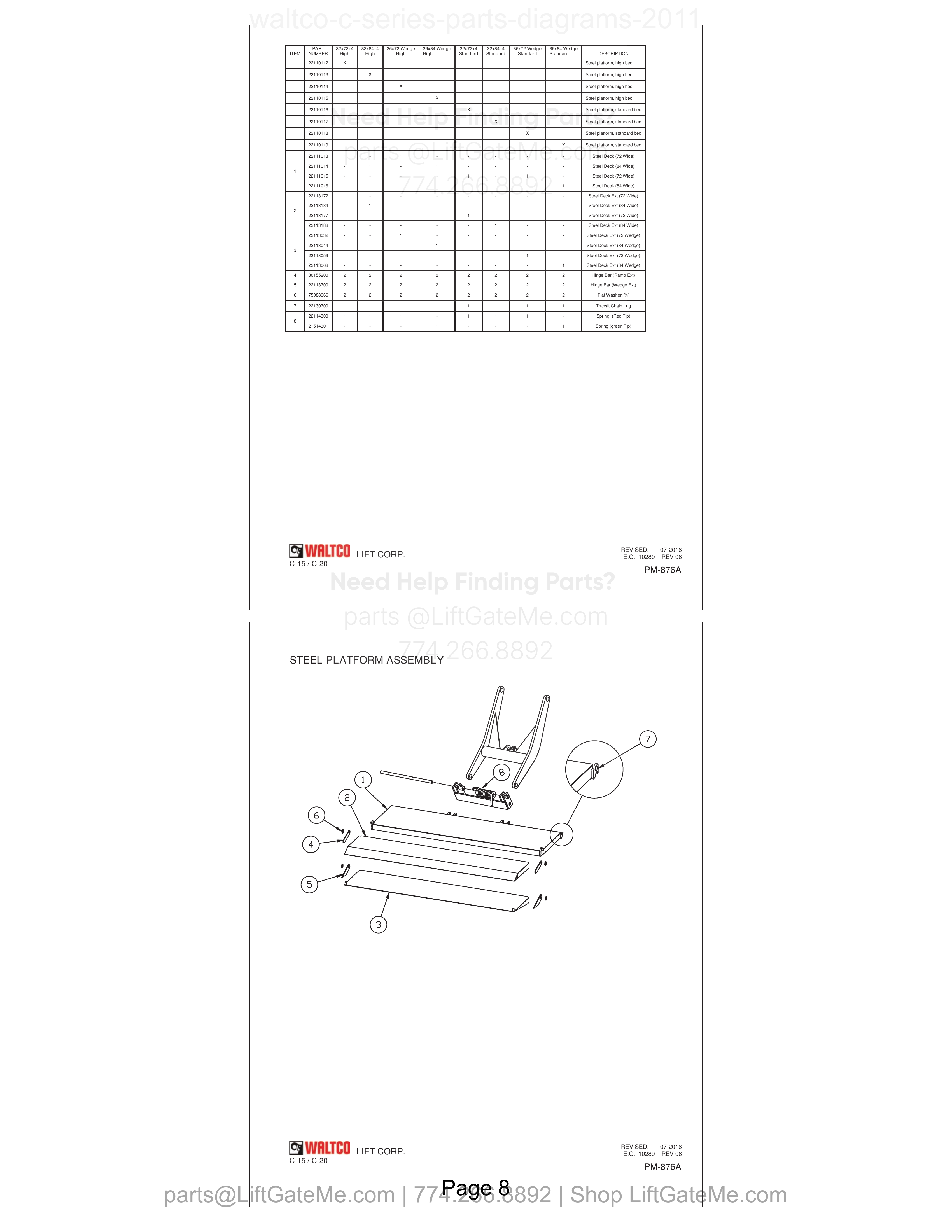 Steel Platform Assembly diagram