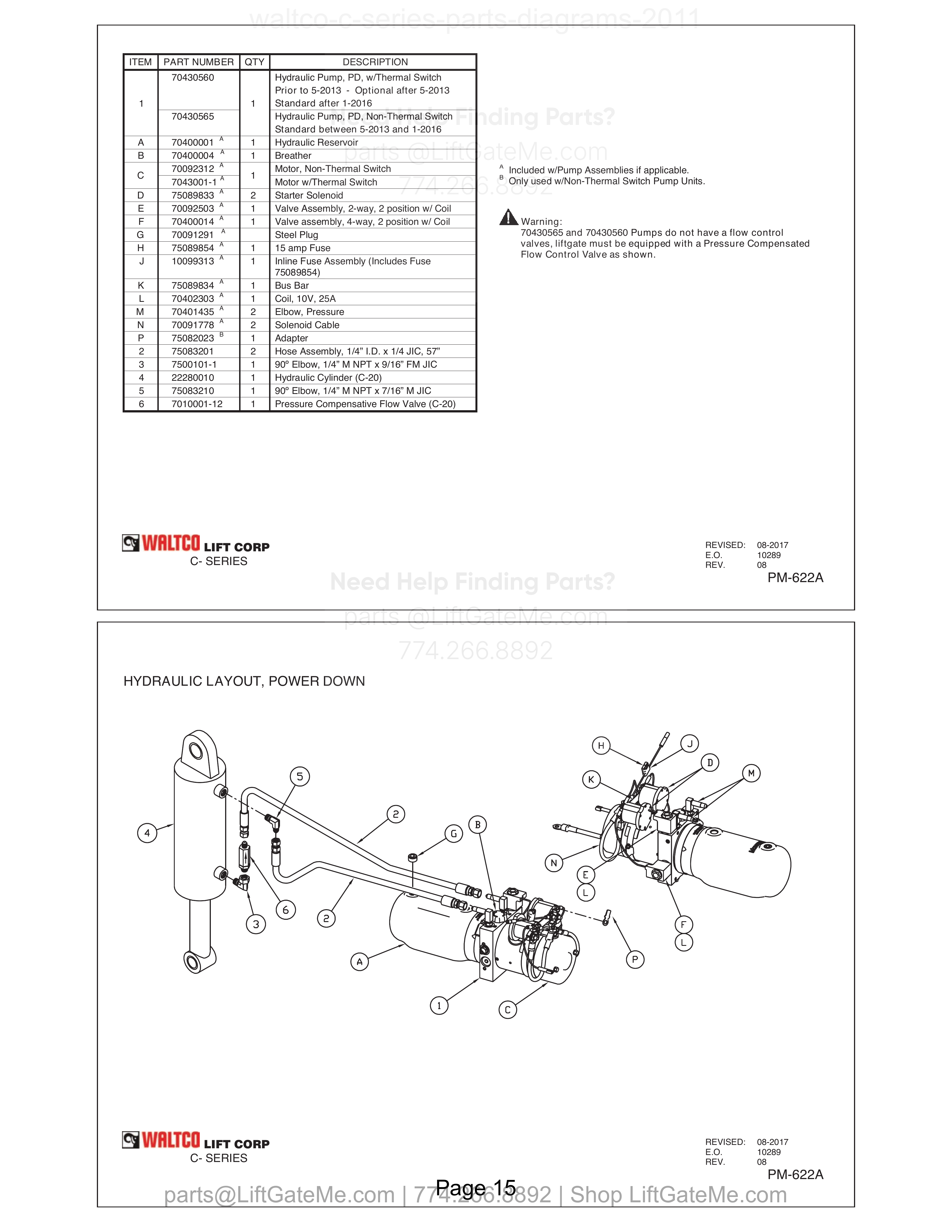 Hydraulic Layout, Power Down diagram
