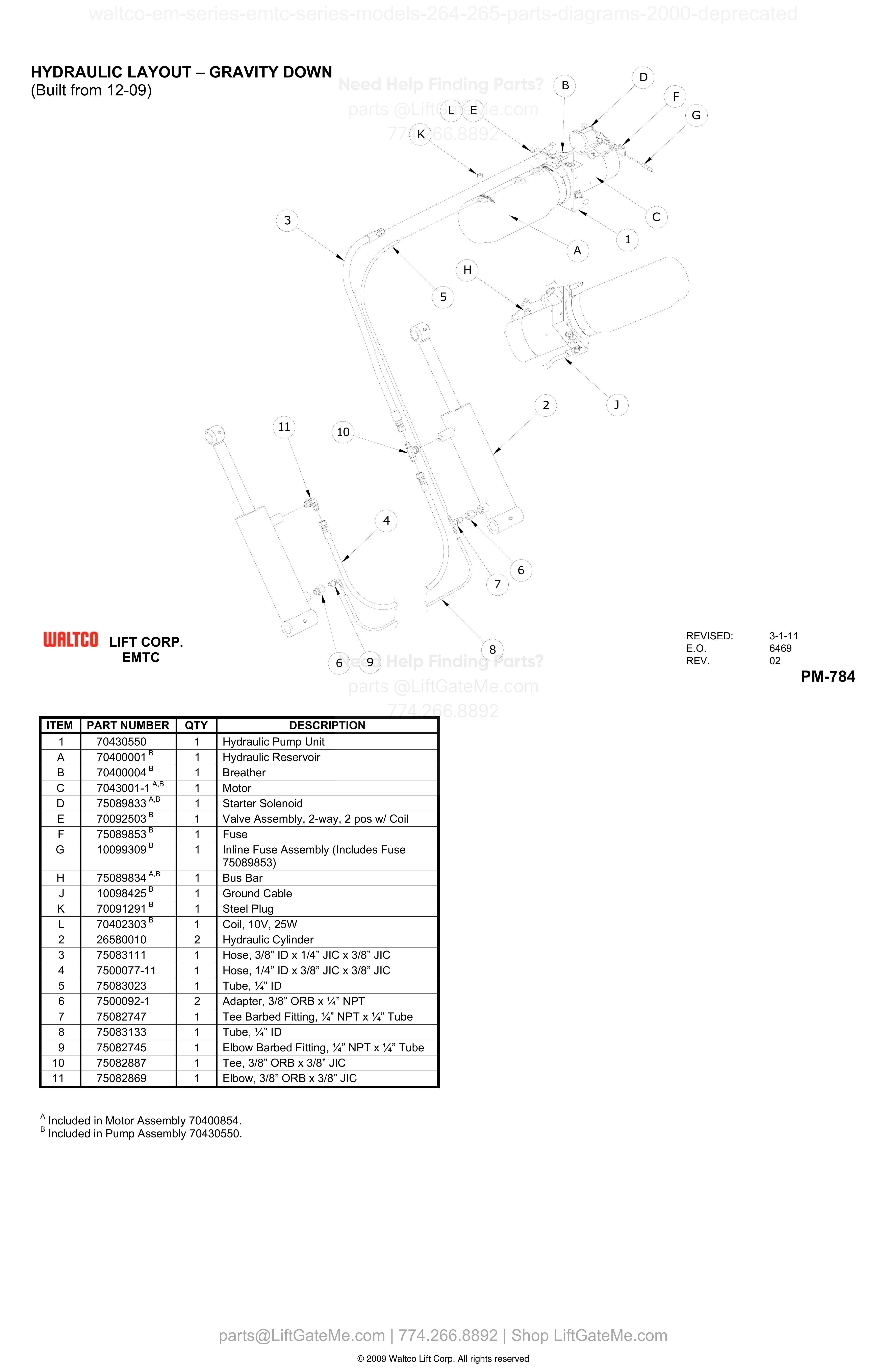 HYDRAULIC LAYOUT – GRAVITY DOWN diagram