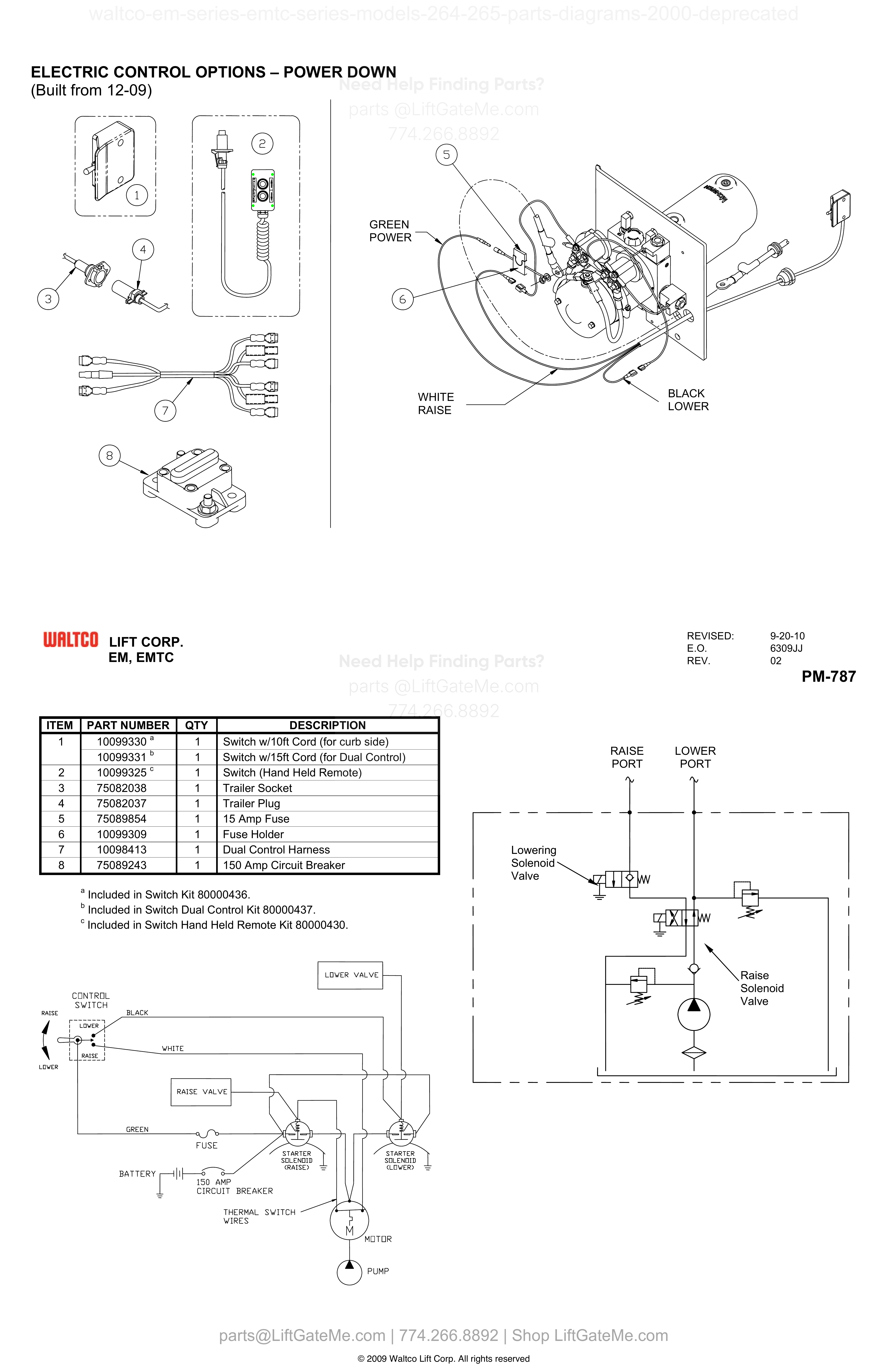ELECTRIC CONTROL OPTIONS – POWER DOWN diagram