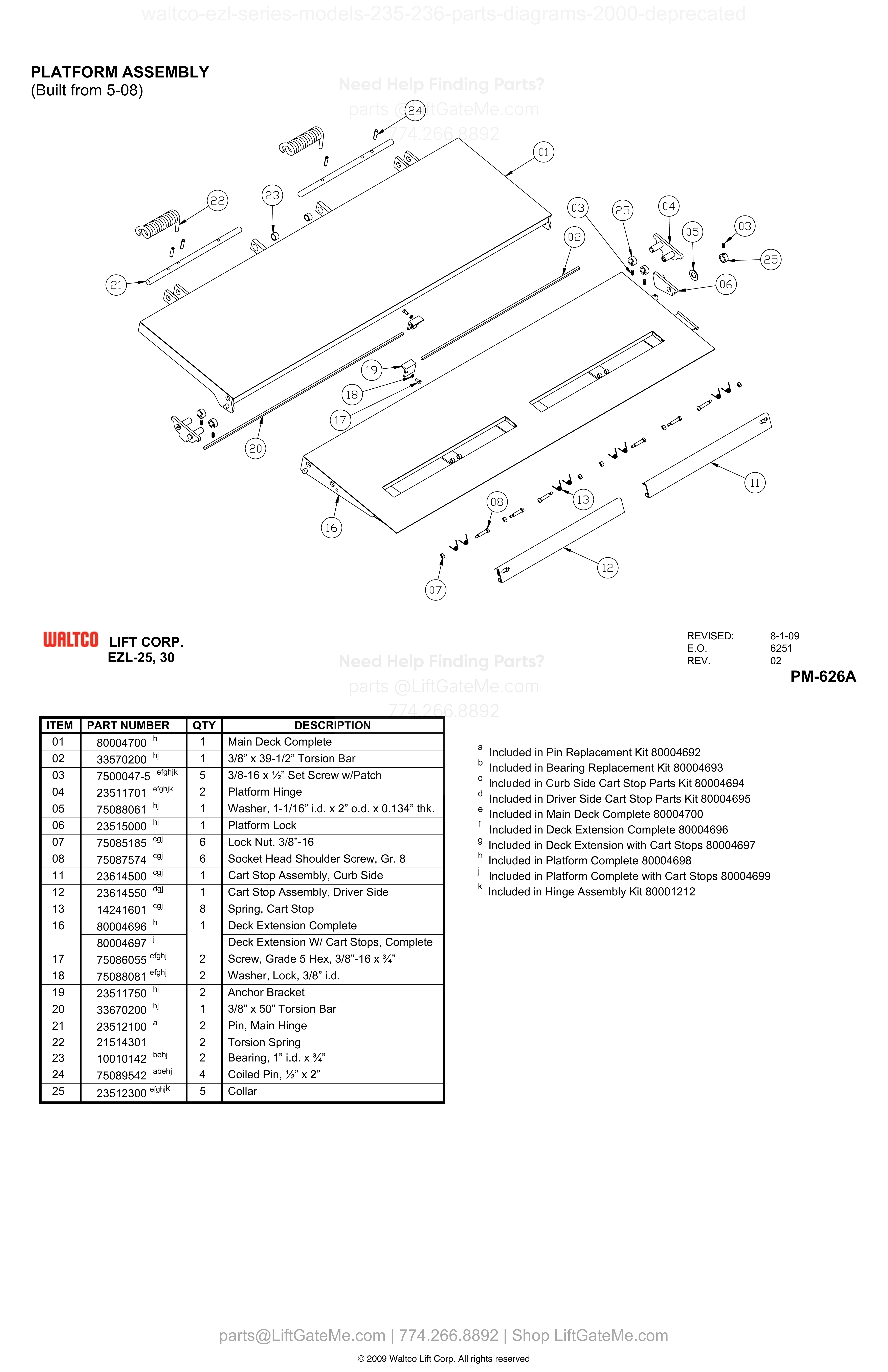 PLATFORM ASSEMBLY (Built from 5-08) diagram