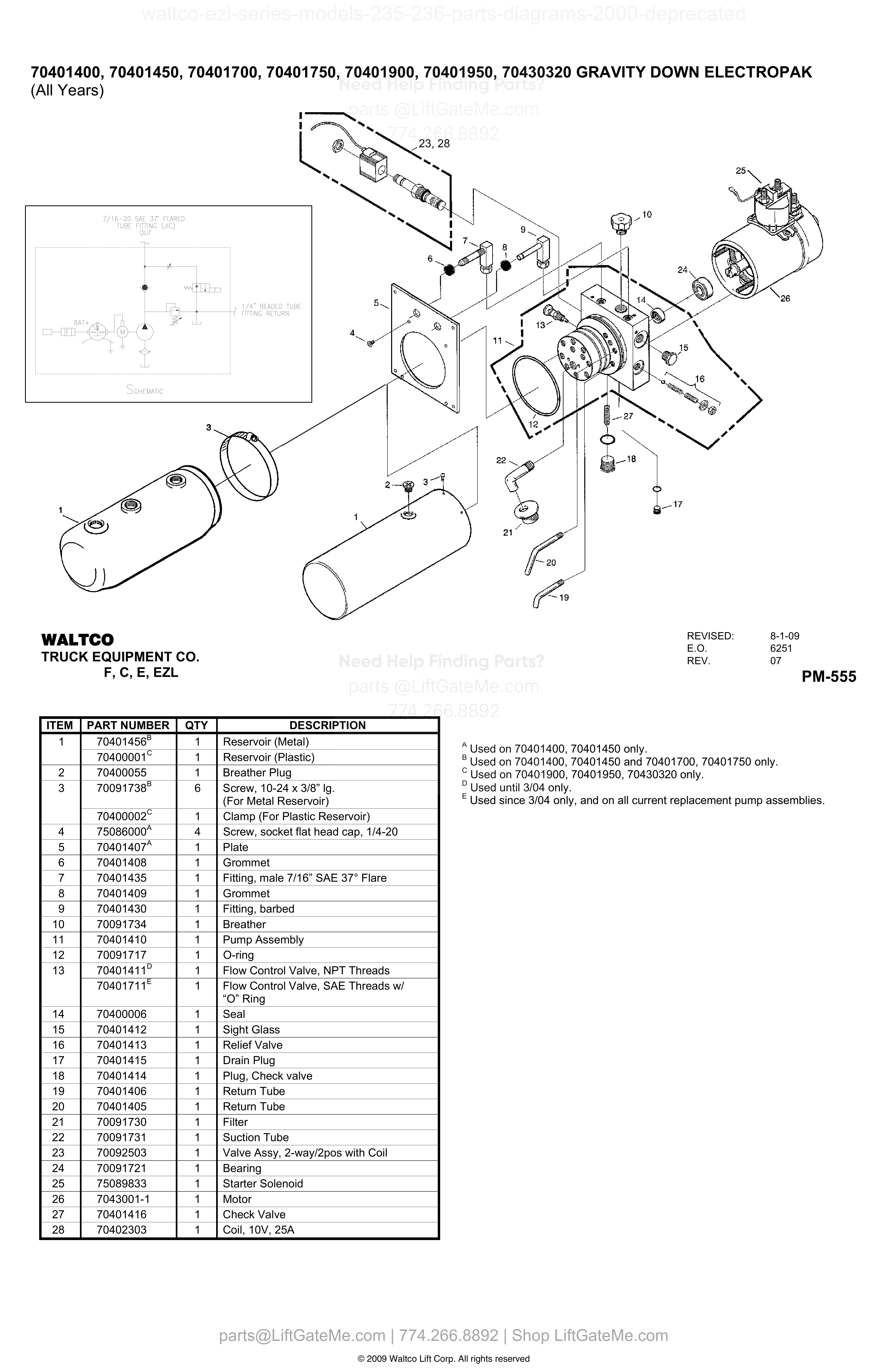 70401400, 70401450, 70401700, 70401750, 70401900, 70401950, 70430320 GRAVITY DOWN ELECTROPAK (All Years) diagram