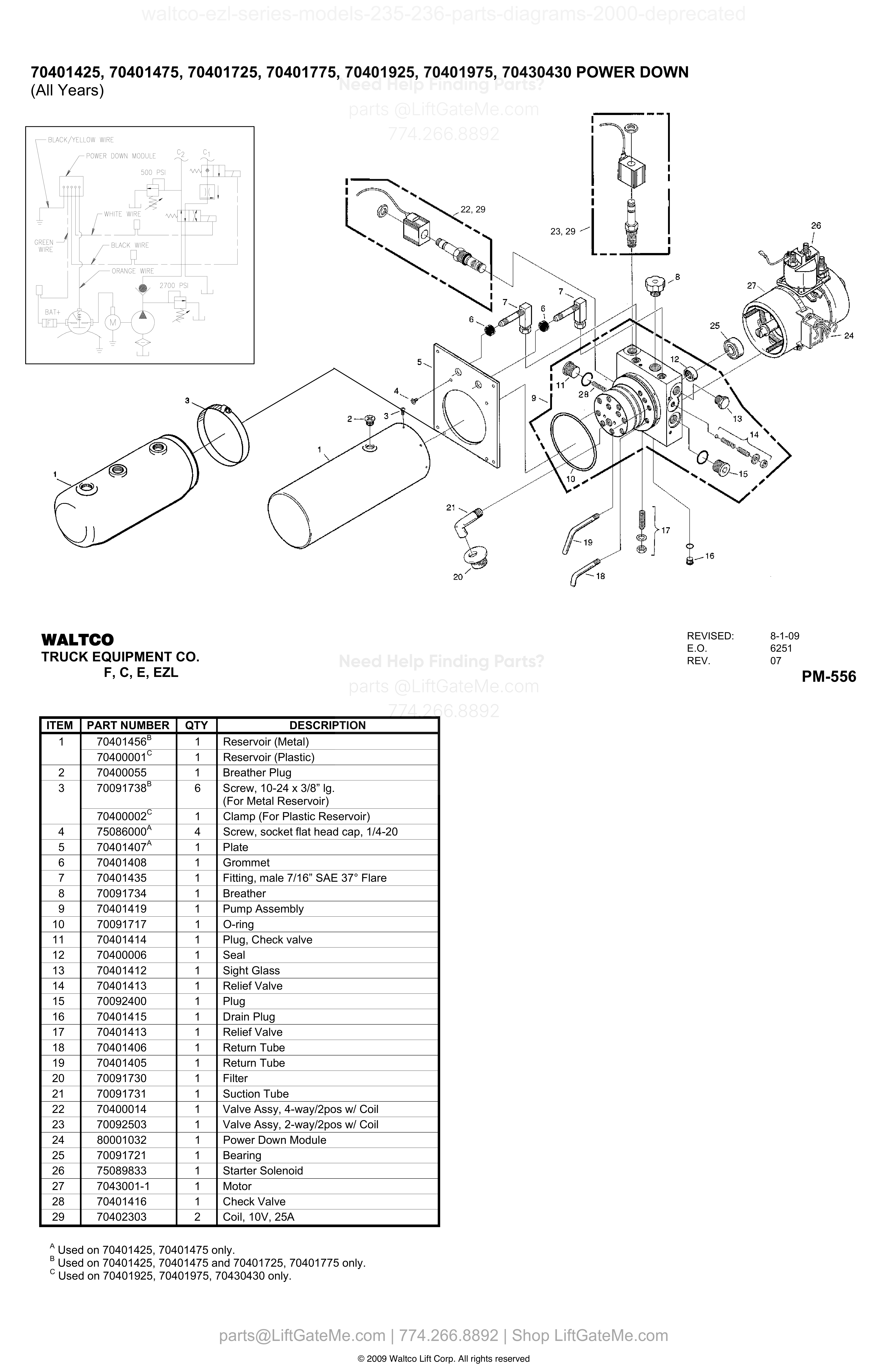 70401425, 70401475, 70401725, 70401775, 70401925, 70401975, 70430430 POWER DOWN diagram