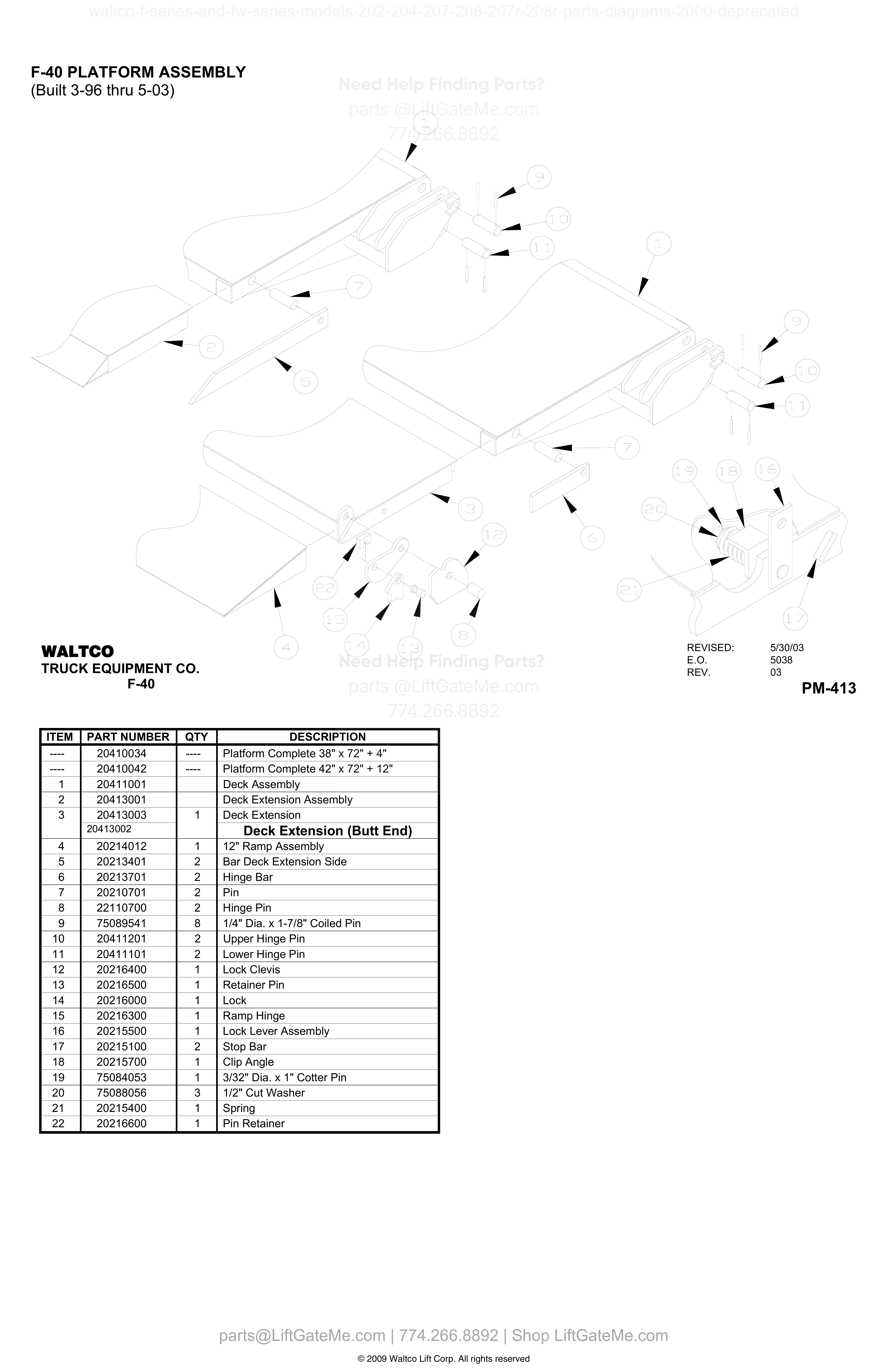 F-40 PLATFORM ASSEMBLY diagram