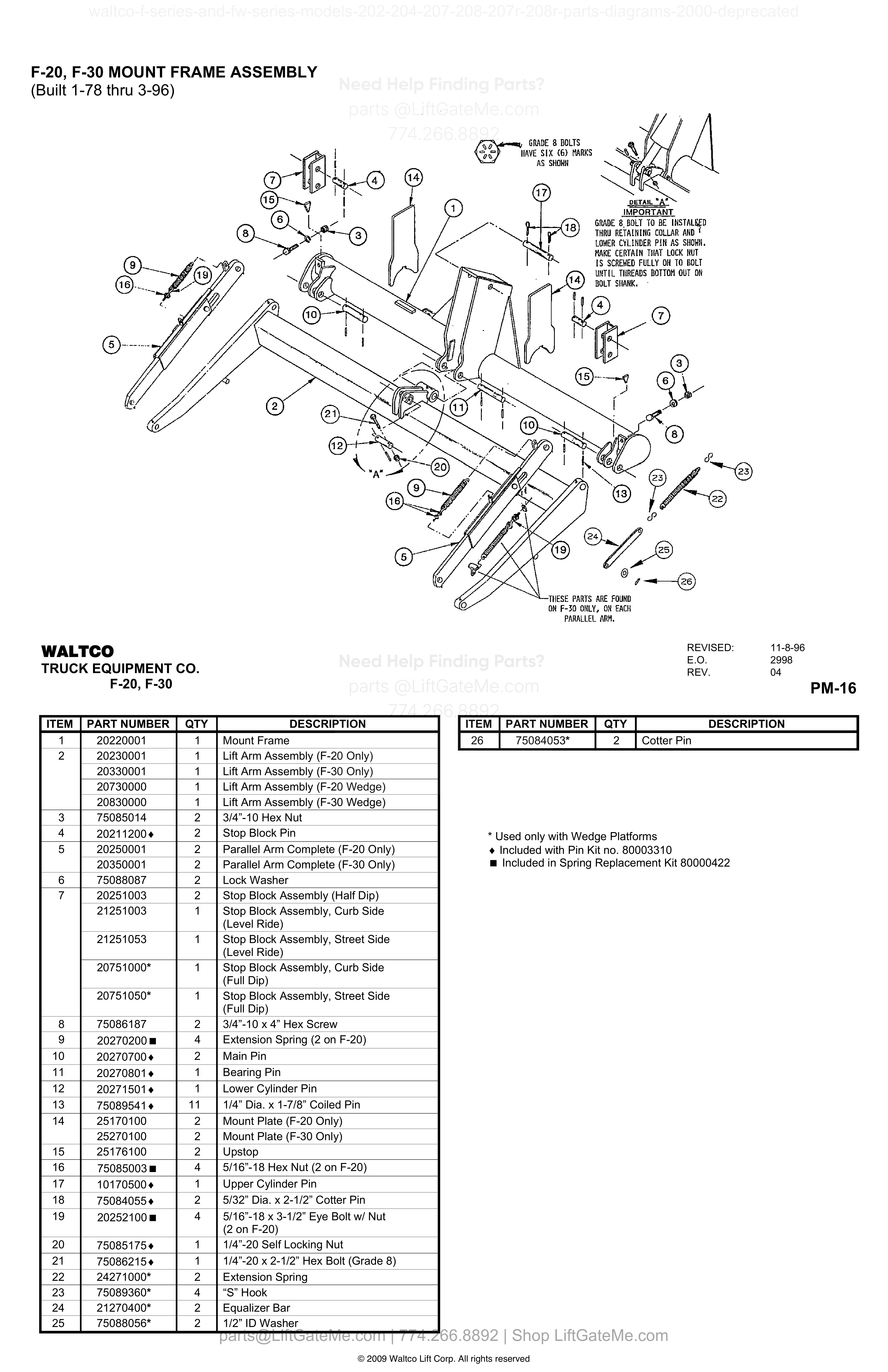 F-20, F-30 MOUNT FRAME ASSEMBLY diagram