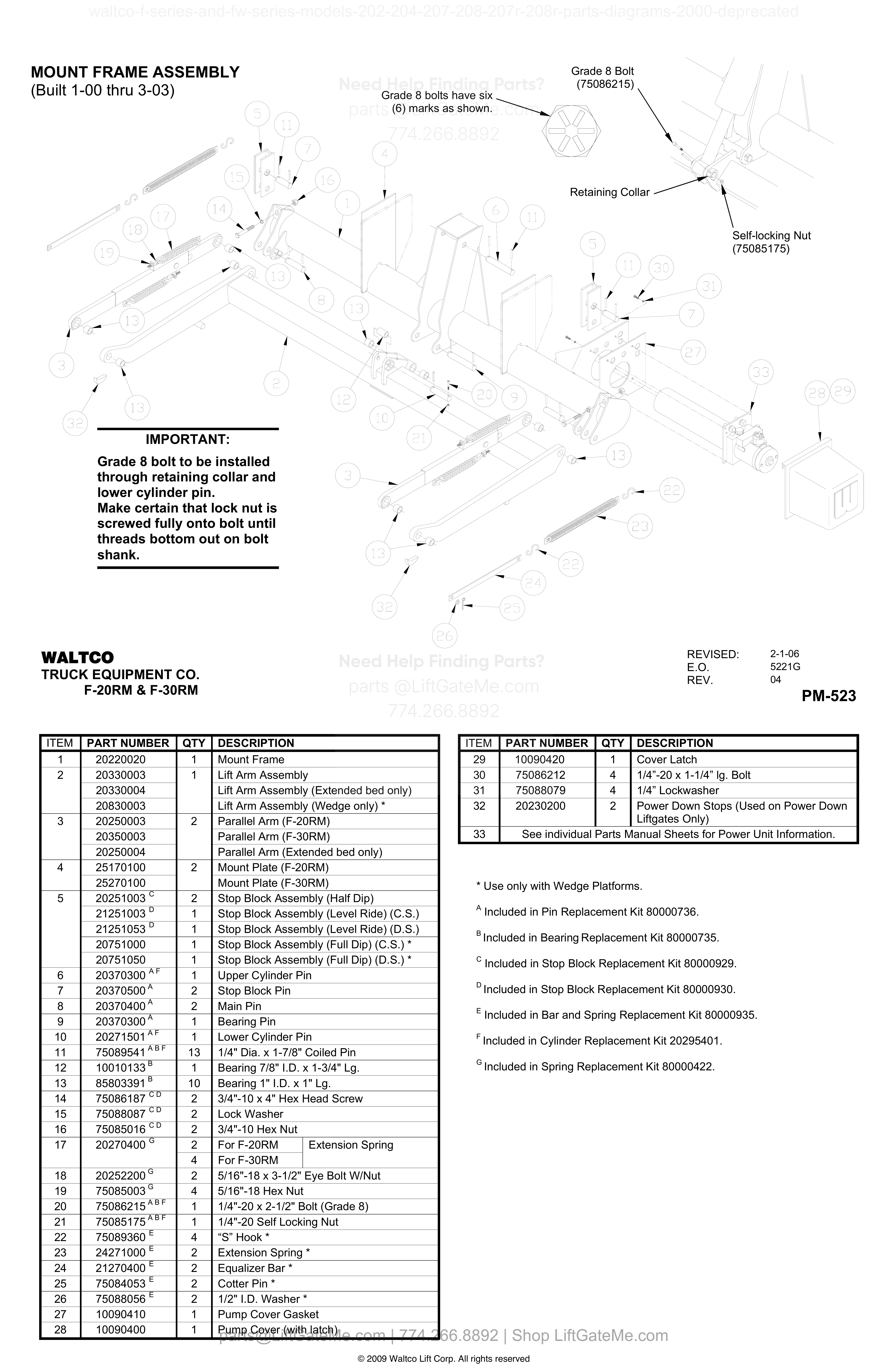 MOUNT FRAME ASSEMBLY (Built 1-00 thru 3-03) diagram