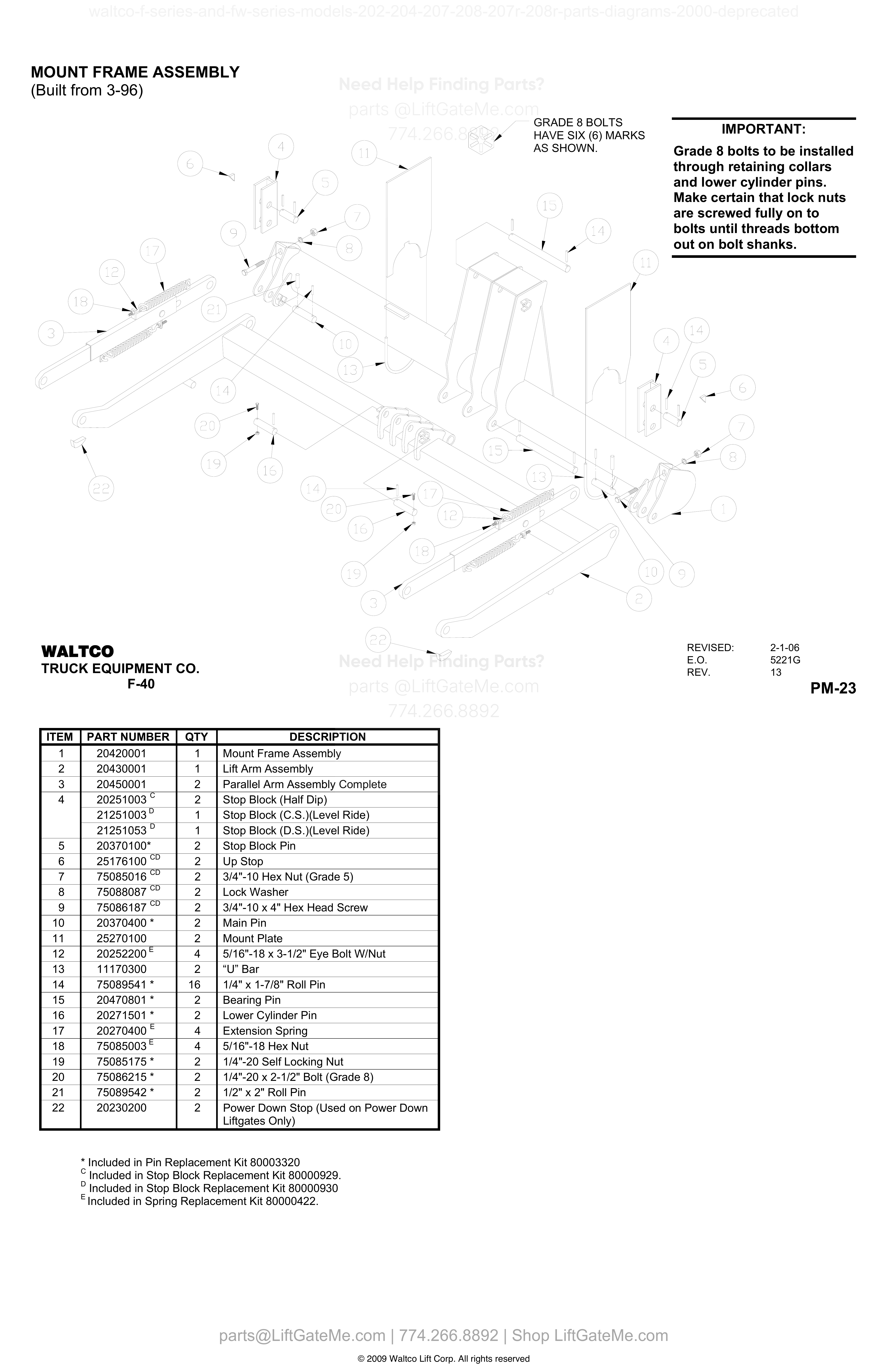 MOUNT FRAME ASSEMBLY (Built from 3-96) diagram