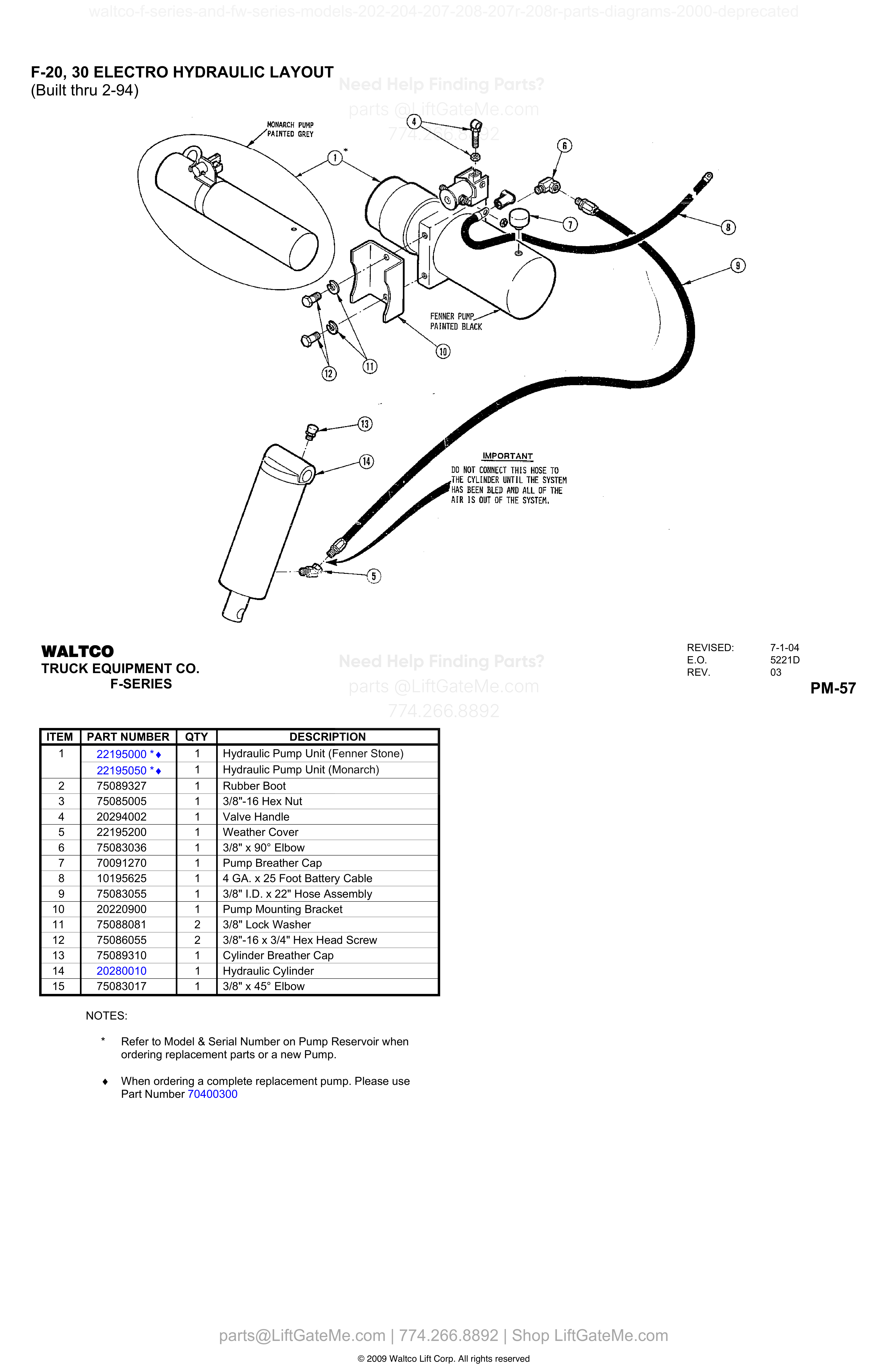 F-20, 30 ELECTRO HYDRAULIC LAYOUT diagram